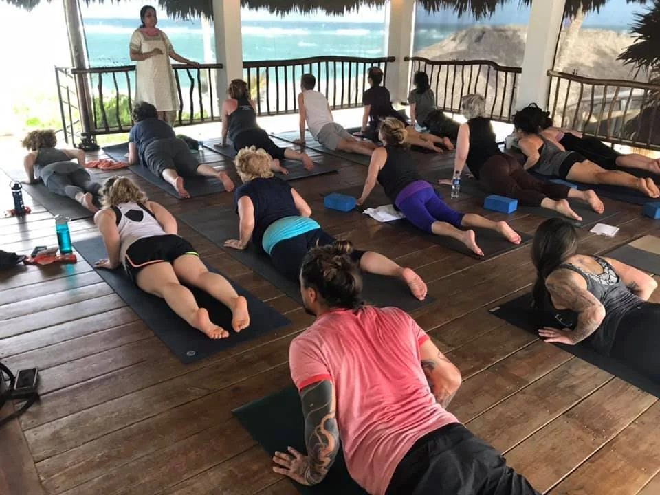 Students attend an international yoga retreat in Mexico led by Shoshana and Nrithya