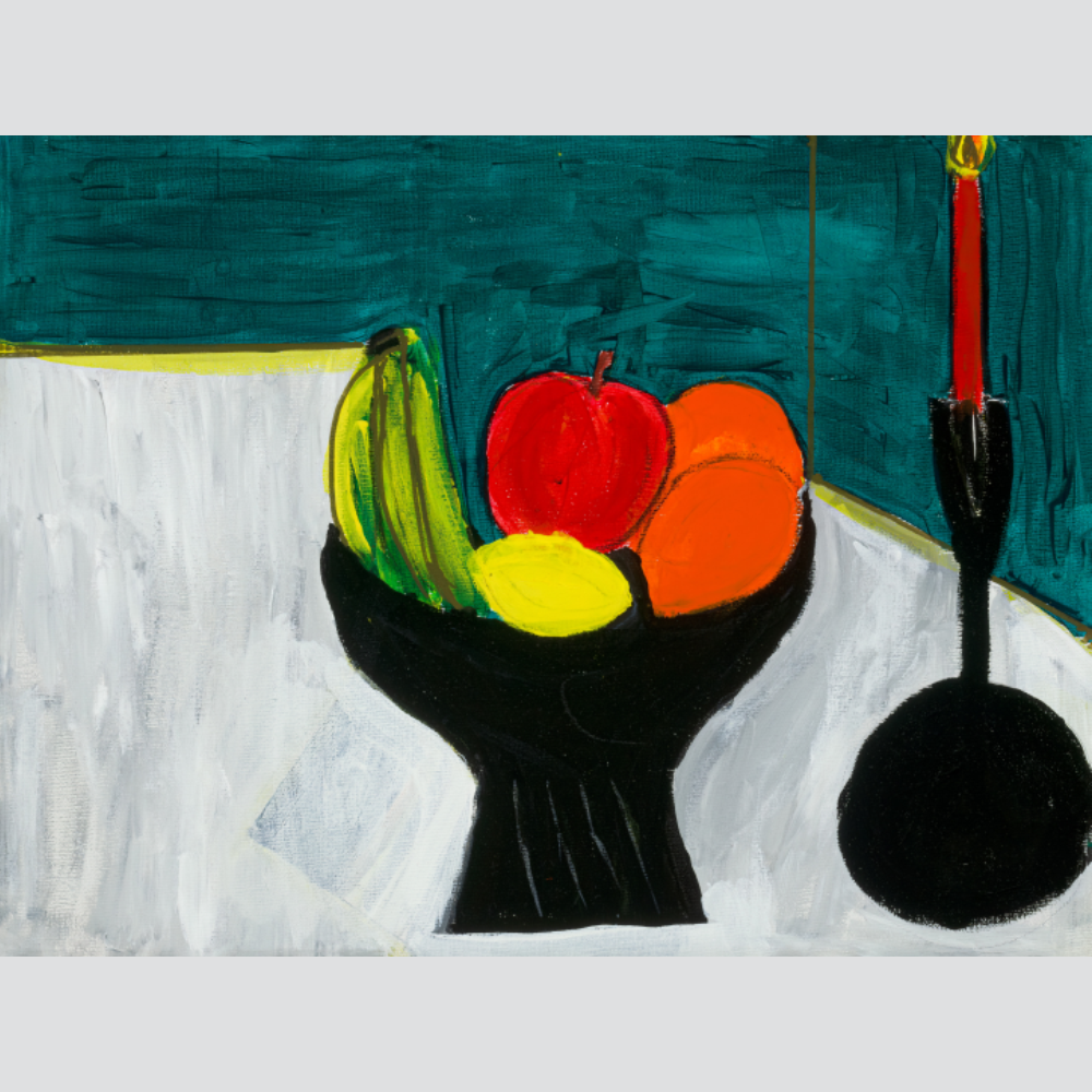 Basket of Fruits and a Candle
