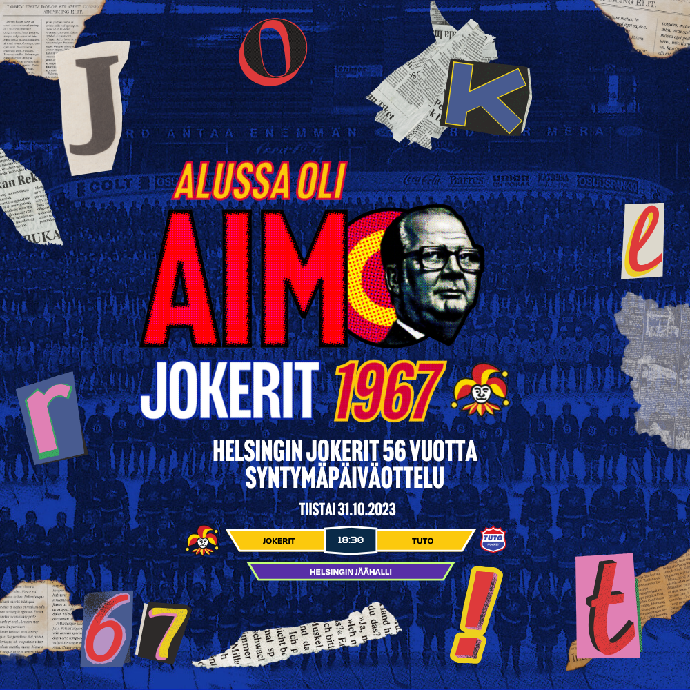 Jokereiden 56-vuotisjuhlaottelu pelataan tiistaina 31.10. Helsingissä