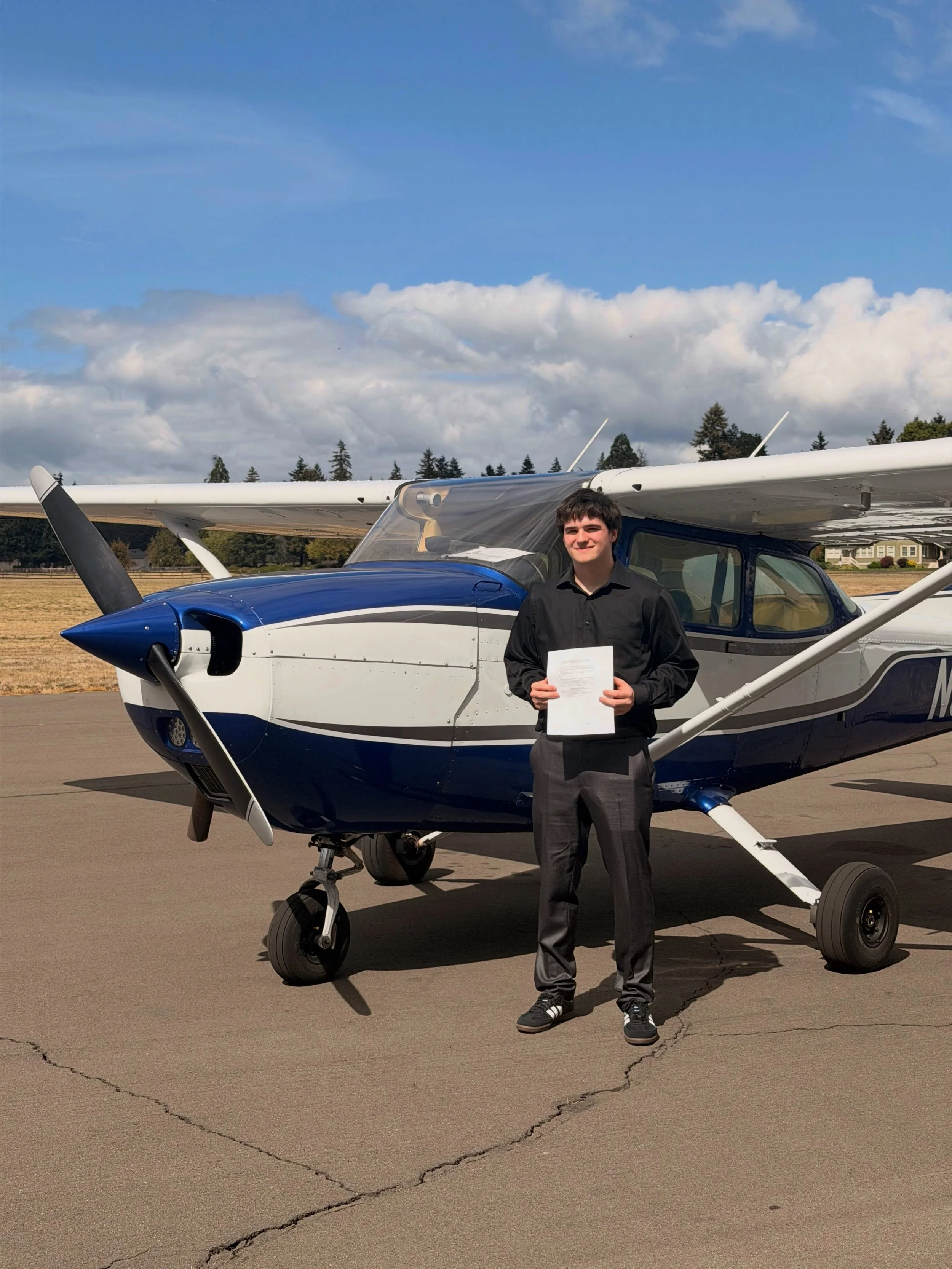 Big congrats to Aidan Taylor for getting his private pilot this week! ✈️ another great pilot in the skies🌤️