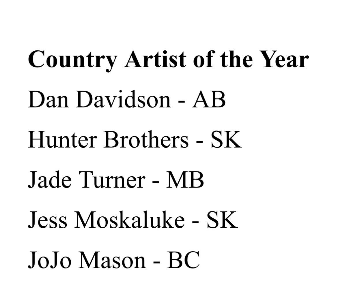 Western Canadian Music Awards nominees just came out - this is cool, I&rsquo;m up for Country Artist Of The Year!