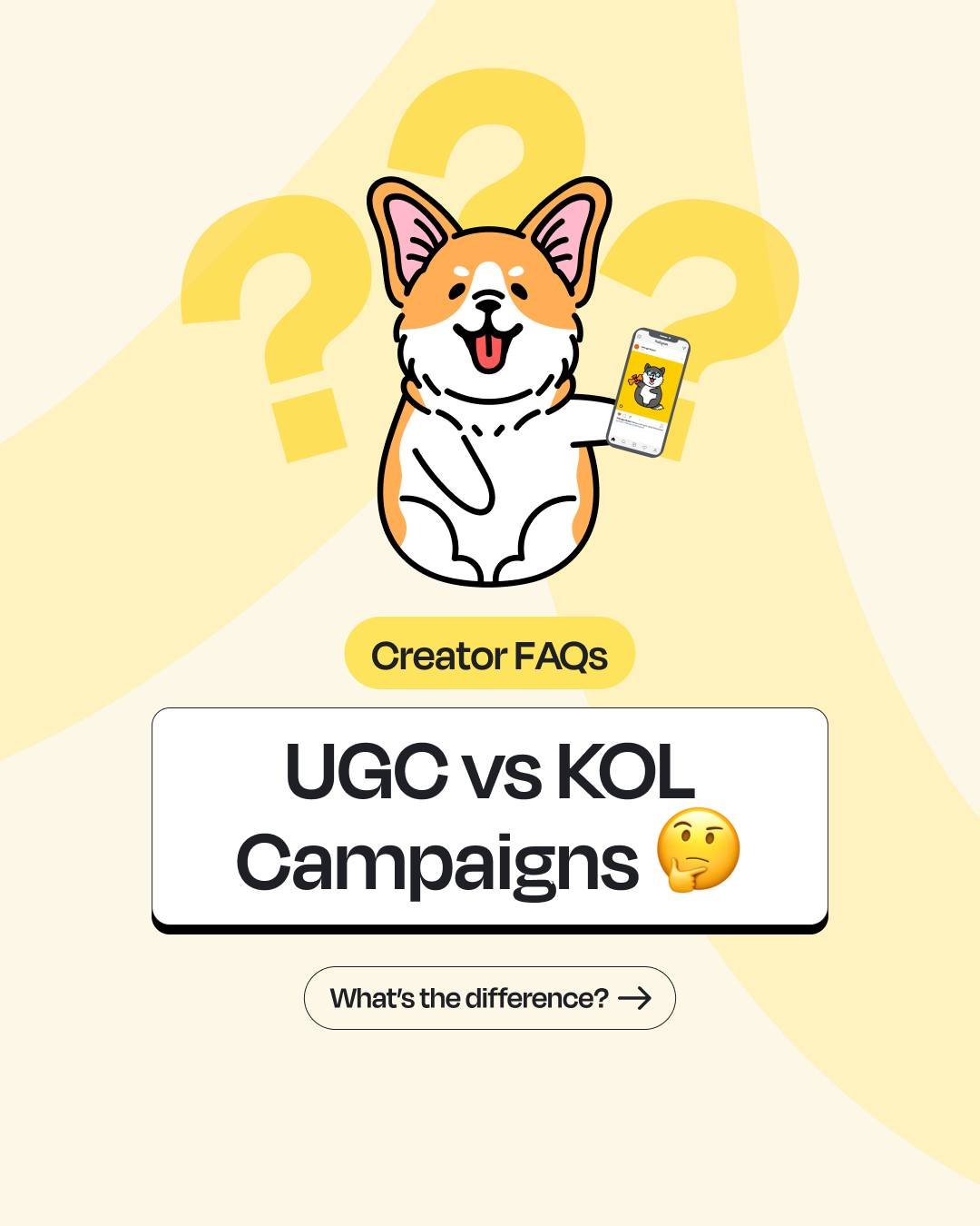 UGC vs KOL campaigns, what's the difference? 🤷&zwj;♀️ 

On Pawjourr you&rsquo;ll mainly see two types of campaign listings. Here&rsquo;s how to tell them apart >>

#Pawjourr #TheWoofAgency #CreatorFAQs