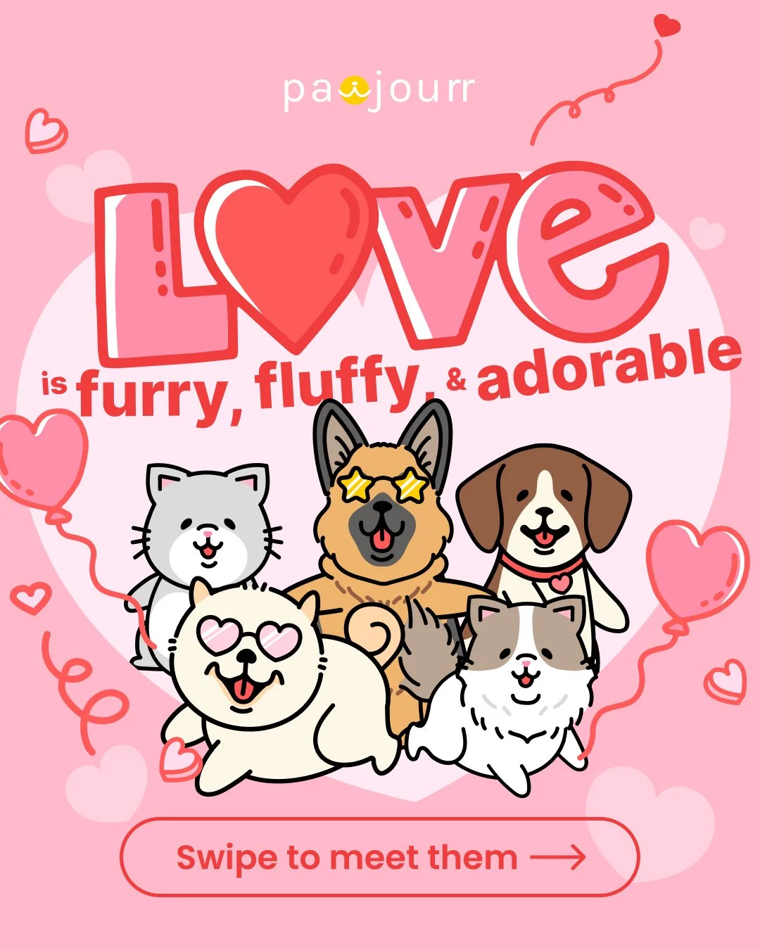 Your love stories meant everything to us. 🐾

We&rsquo;ve selected 5 special pets and turned them into Valentine illustrations to celebrate the love you share.

Thank you for letting us be part of your story❤️

#Pawjourr #PetLove #ValentinesWithPets 