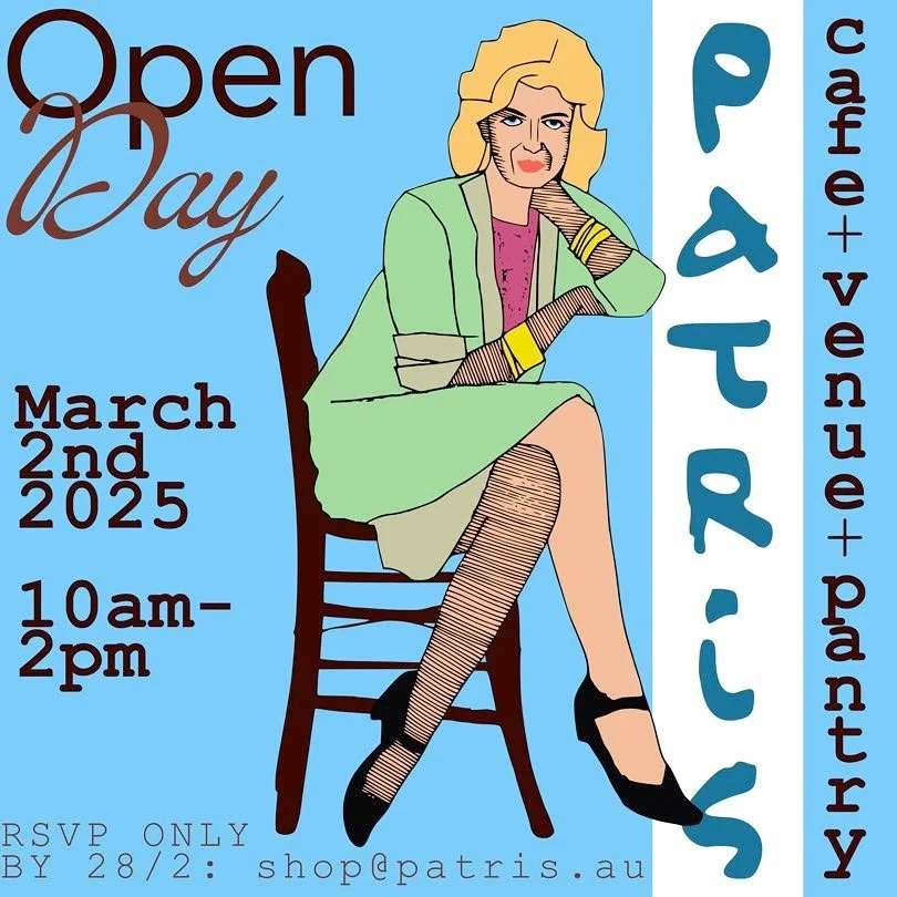 Open day @ PATRIS
March 2nd 2025
Sunday 
10am - 2pm
RSVP by 28/2: 
shop@patris.au

In 1963, our mum came to Australia on the SS Patris.
Since then, our family has grown into a melting pot of cultures and cuisines.
Our shop PATRIS is about food, story