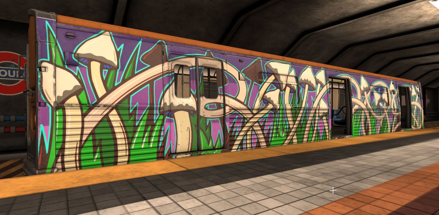 Paint to Pixel: underground train with graffiti
