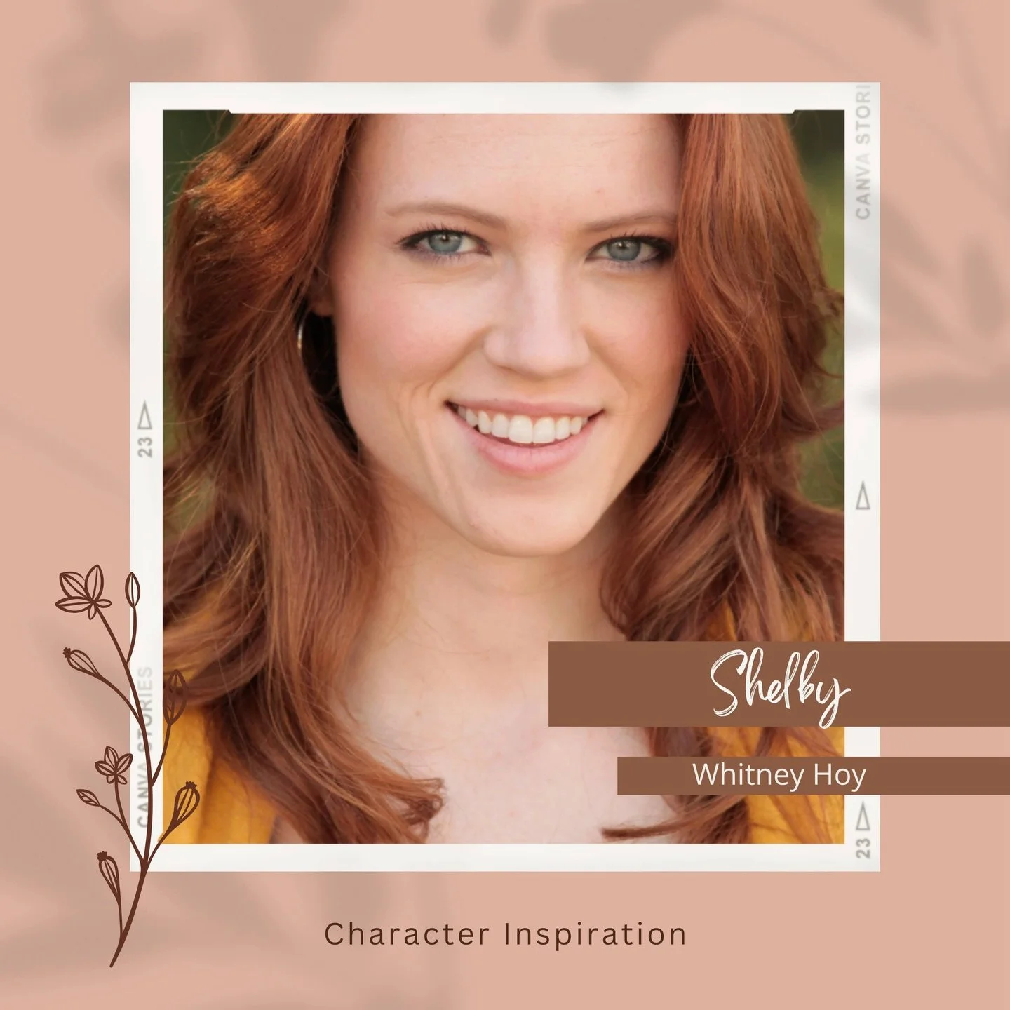 Character inspiration for A Song and a Dance. 
Whitney Hoy for Shelby 
Brett Young for Dean