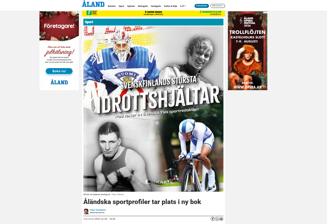 Svenskfinlands största idrottshjältar (Ålandstidningen 11/2025)