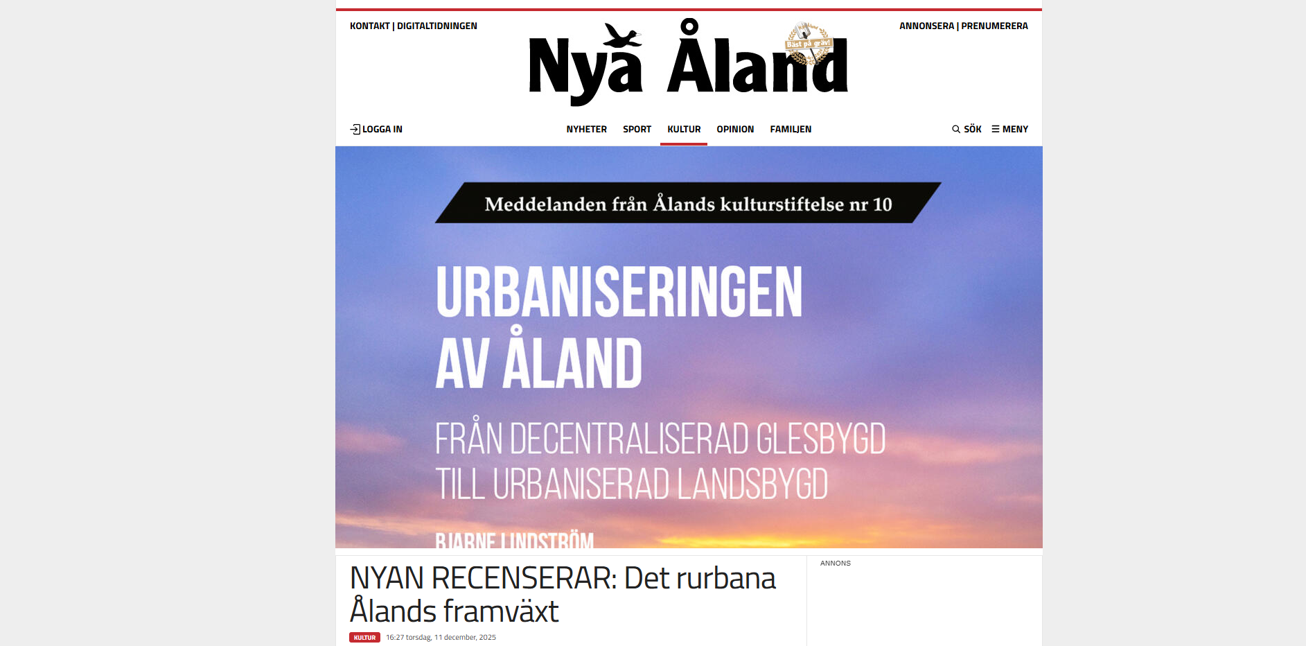 Urbaniseringen av Åland (Nya Åland 12/2025)