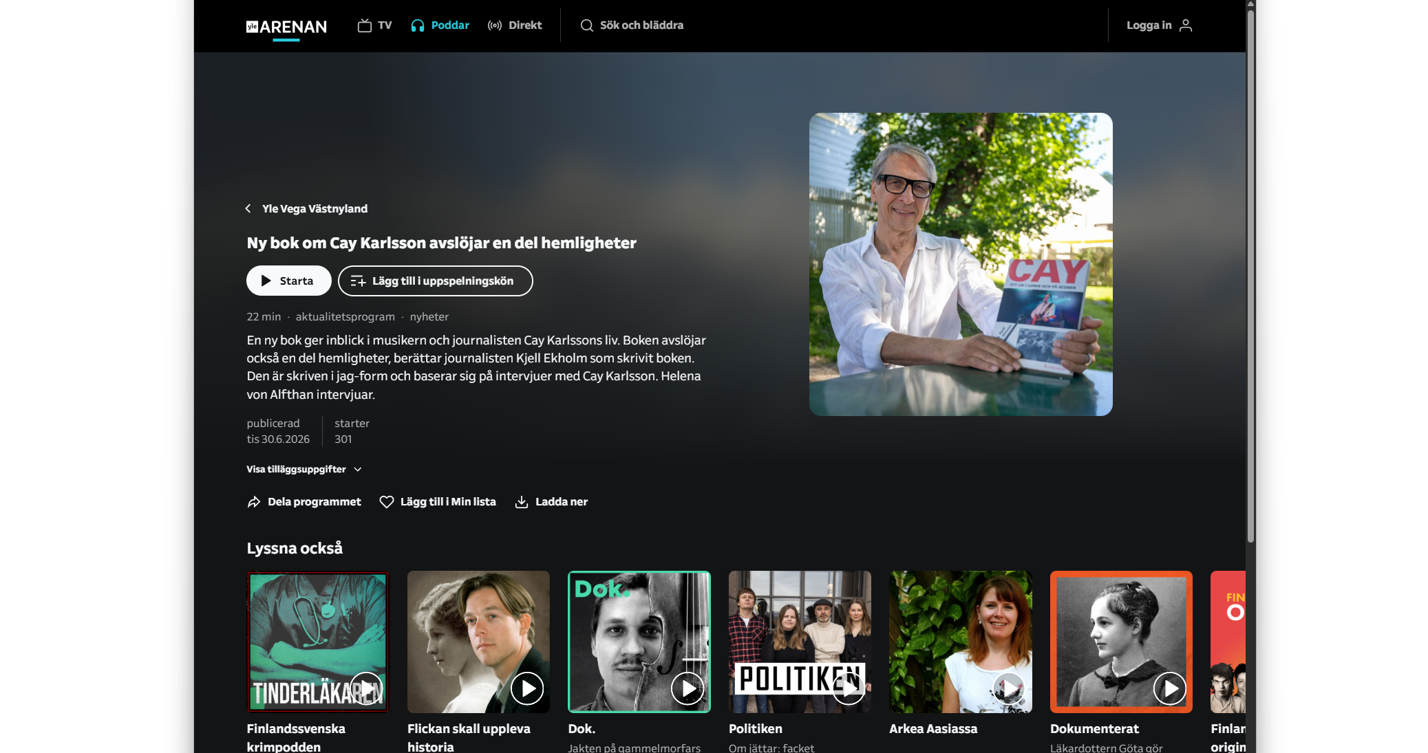 Cay: ett liv i luren och på scenen - Yle Västnyland 6/2026