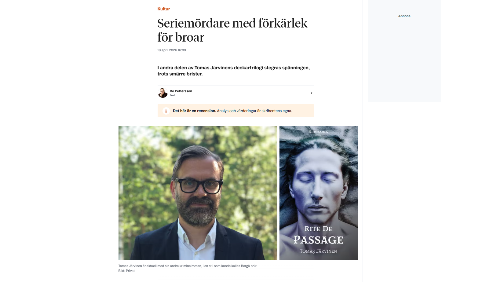 Rite de passage (Hufvudstadsbladet 4/2026)
