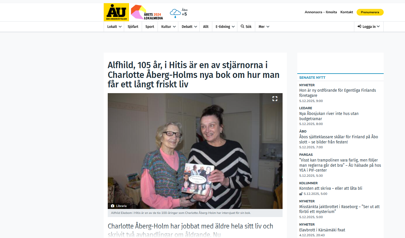 Att få leva till 100 och längre (Åbo Underrättelser 11/2025)
