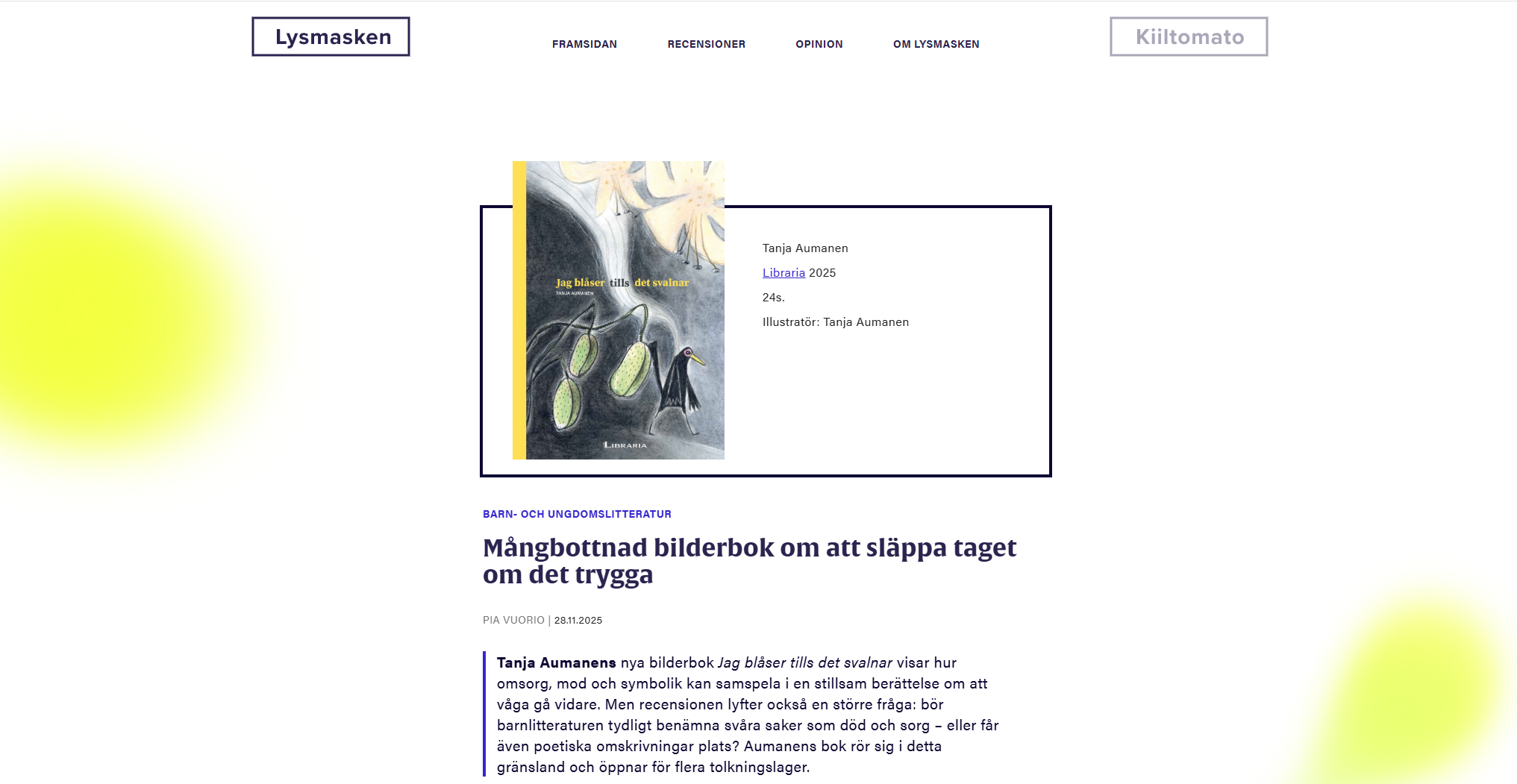Jag blåser tills det svalnar (Lysmasken 11/2025)