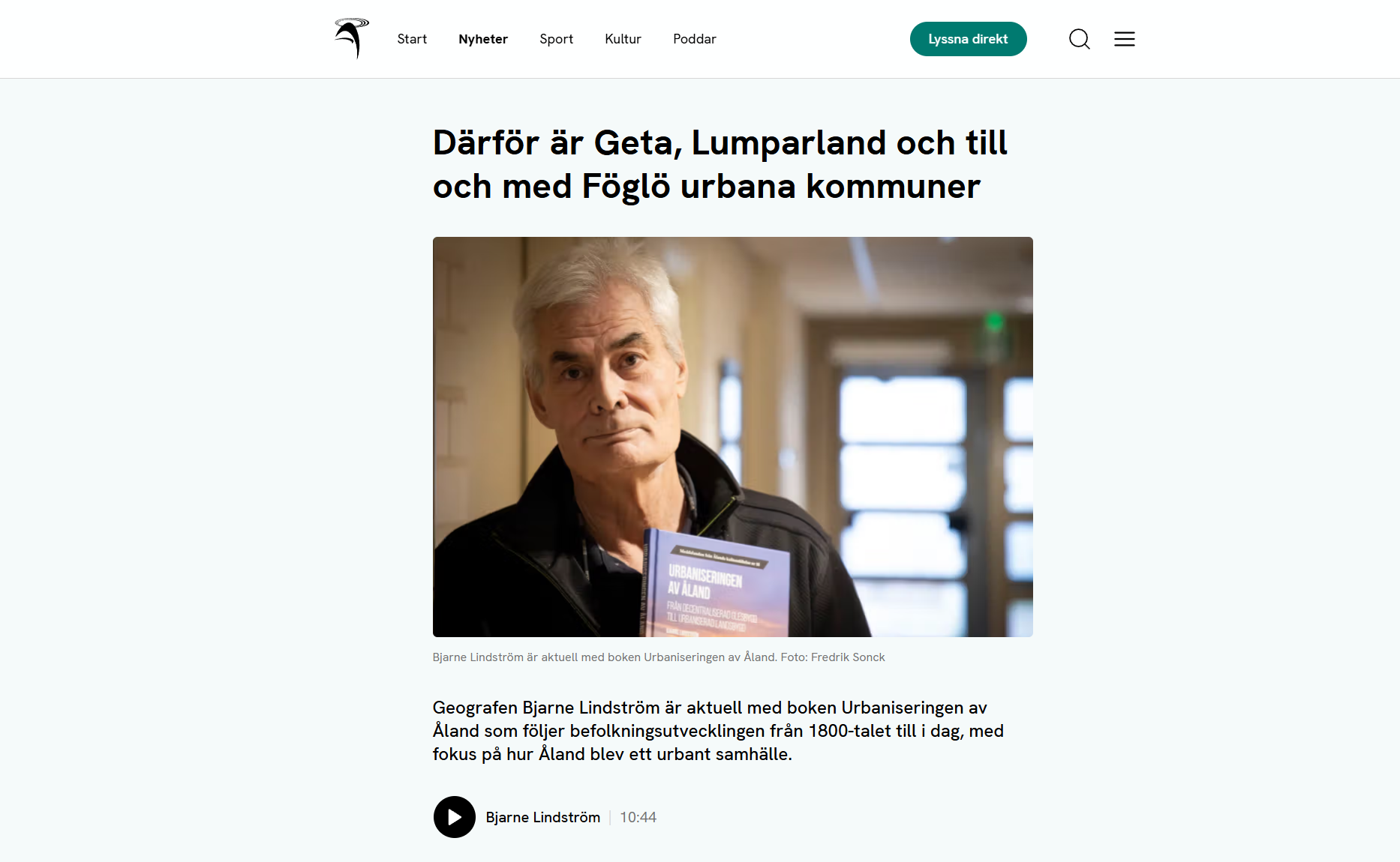 Urbaniseringen av Åland (Ålands radio 12/2025)