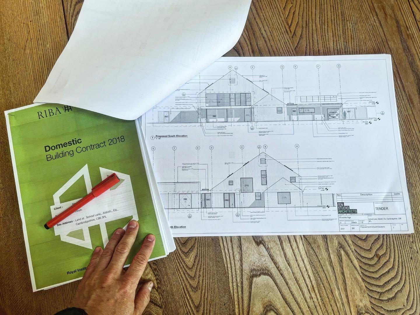 A construction set prepared for a pre contract signing meeting this week to kick off our new build eco dwelling project in Aldreth, Cambridgeshire which will become a reality from next month.
It often looks an easy process when seeing built work o