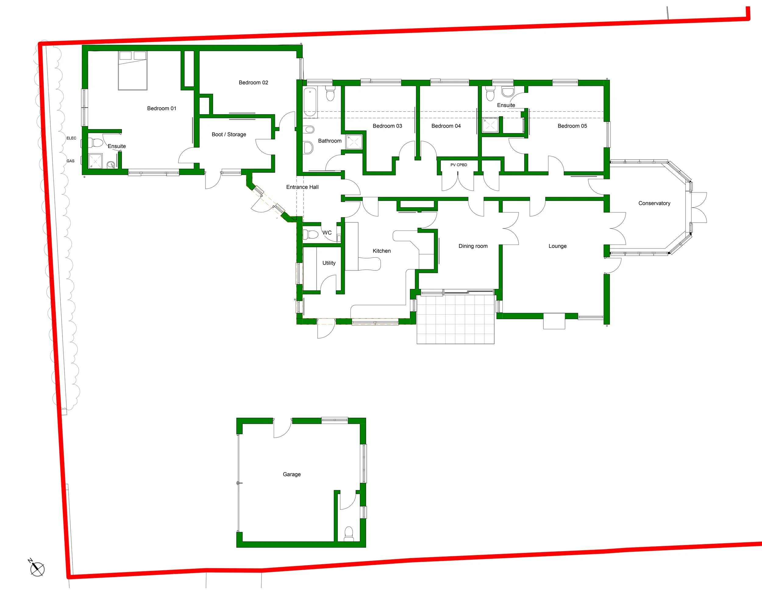 Whittlesford – Existing ground floor plan for contemporary remodel and extension project in Cambridgeshire