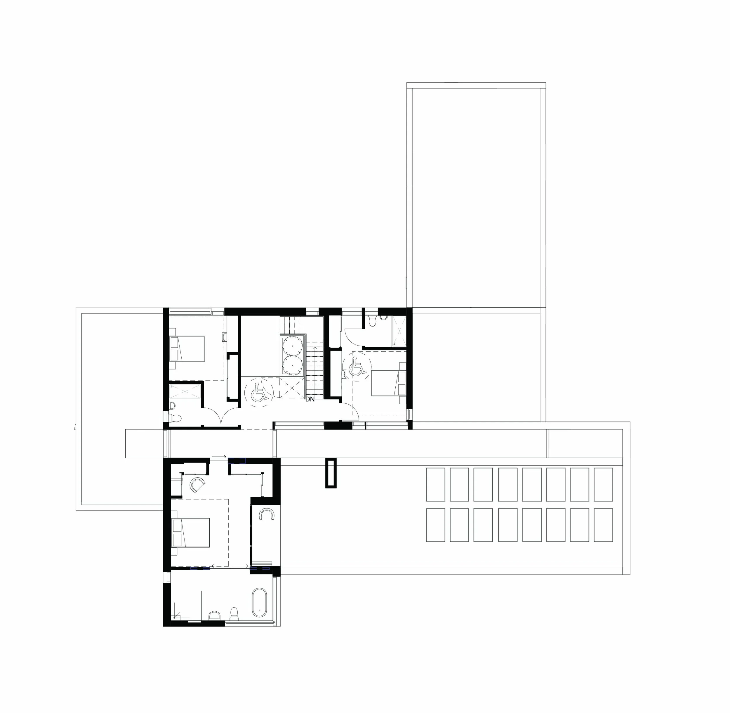 Cockfield Hall Farm – First floor plan of contemporary countryside replacement dwelling in Westerfield, Suffolk