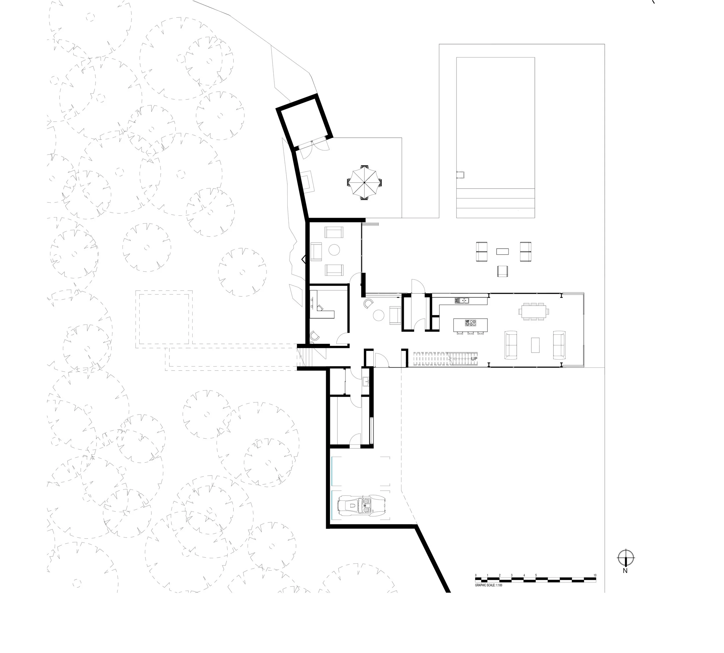 Wood Hill - ground floor plan for a contemporary low-energy home in Hampshire
