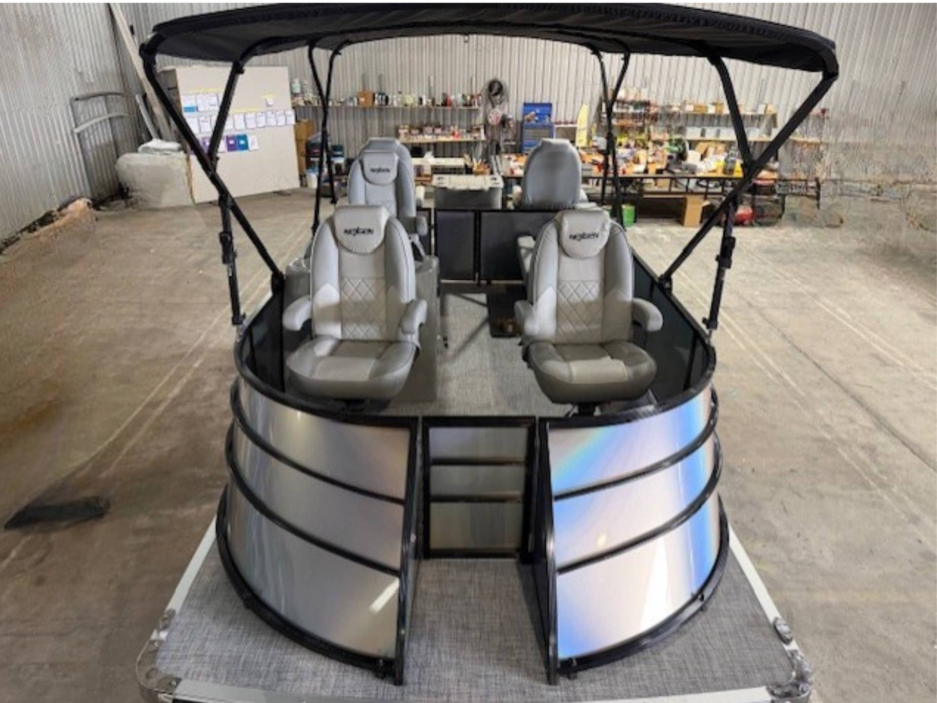 Top View Fishing Pontoon Boat