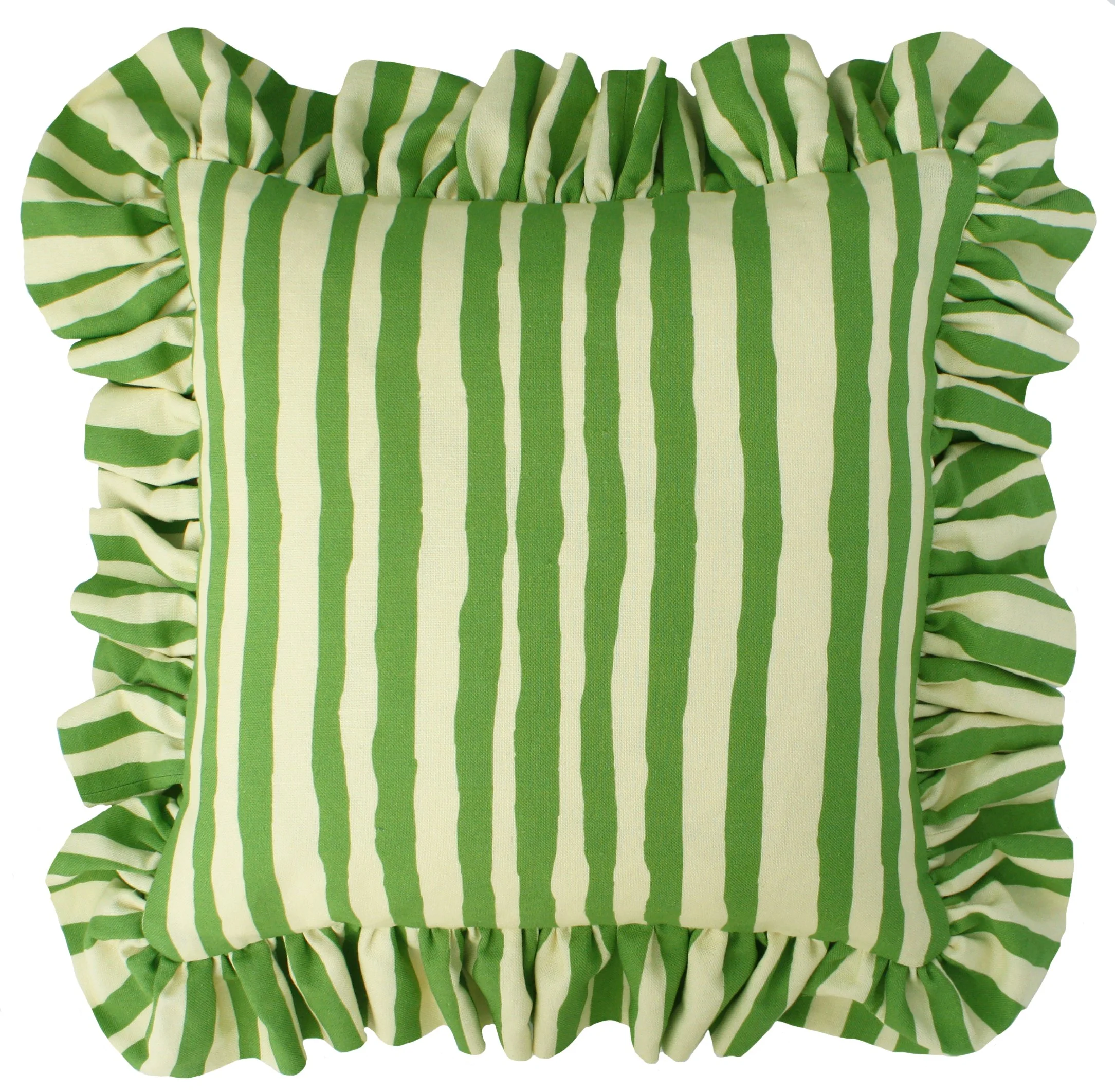 Wide Stripe Frilled FILLED Cushion main image 1