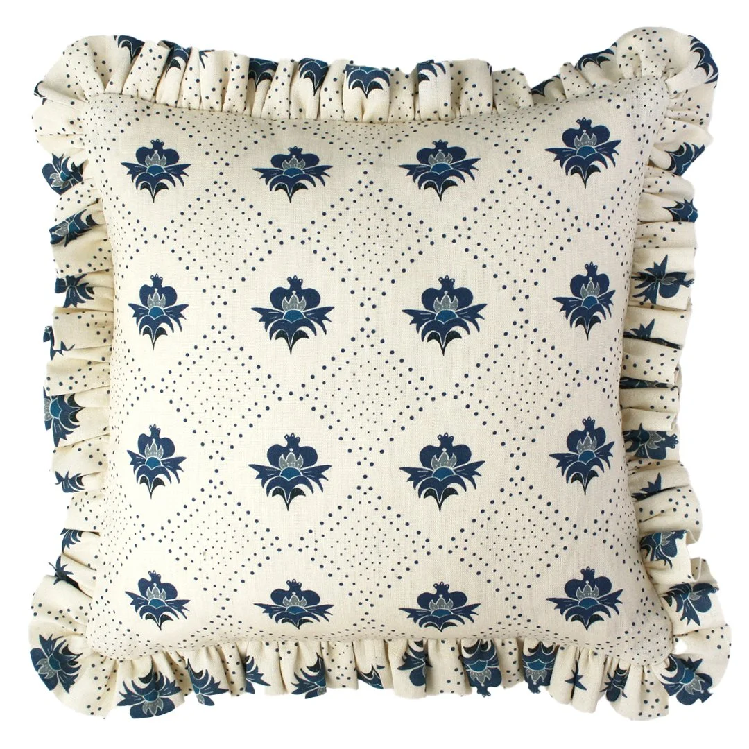 Wide Stripe Frilled FILLED Cushion main image 0