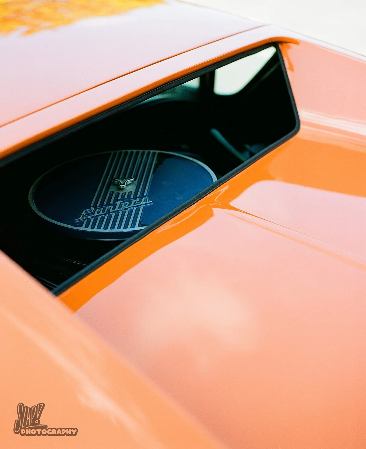 Orange Detomaso Pantera Engine Bay