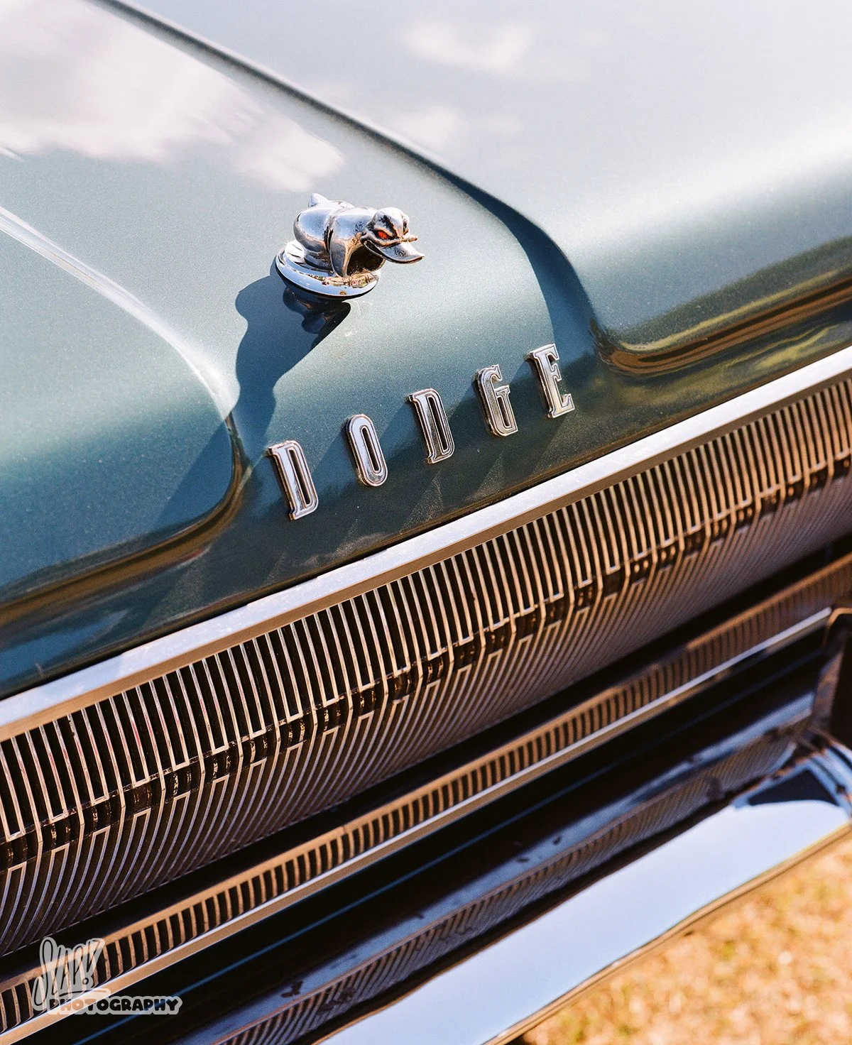 Green Dodge Custom 880 Hood with Ornament and Grille
