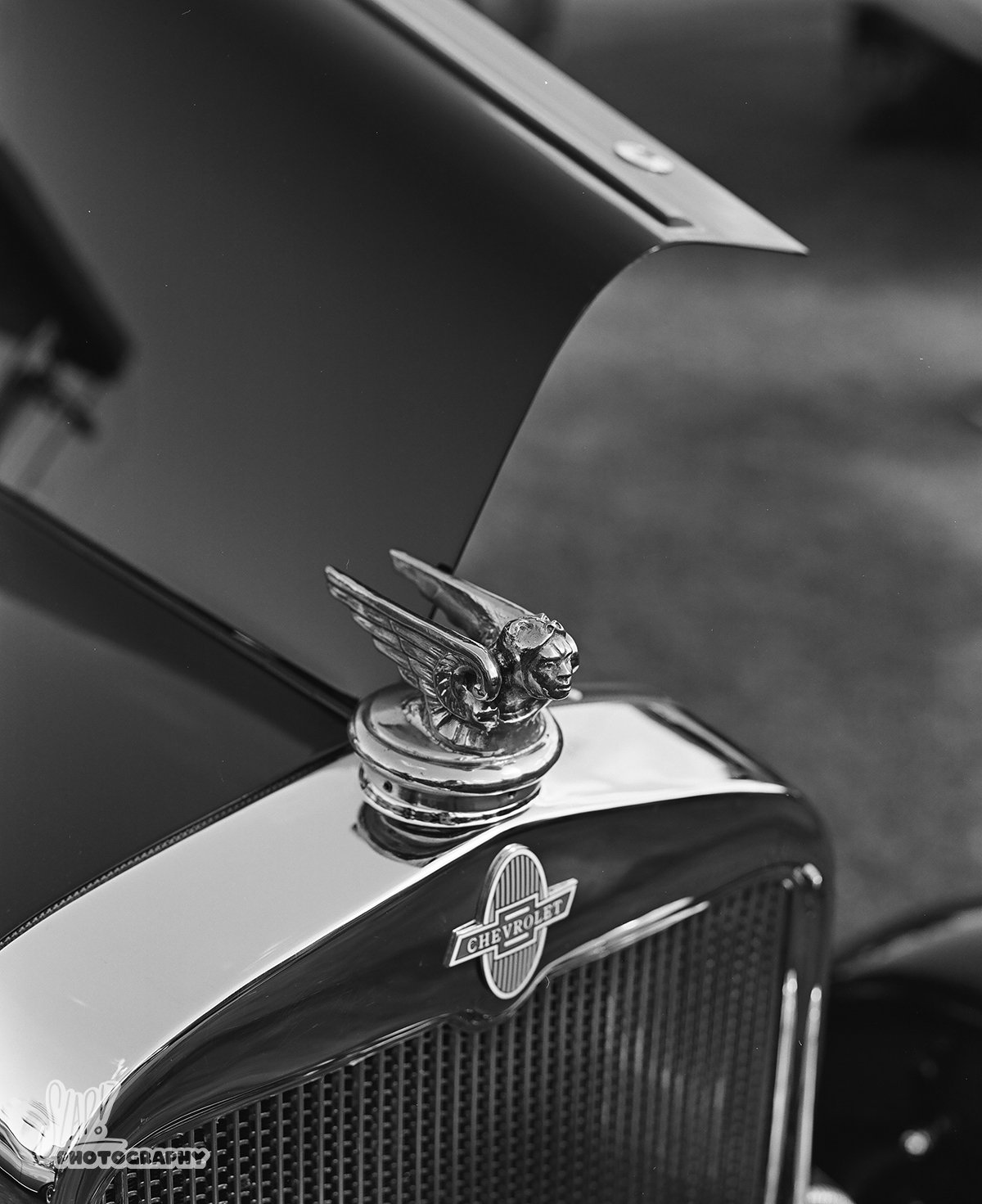 Chevrolet Radiator Ornament and Grill in Black and White