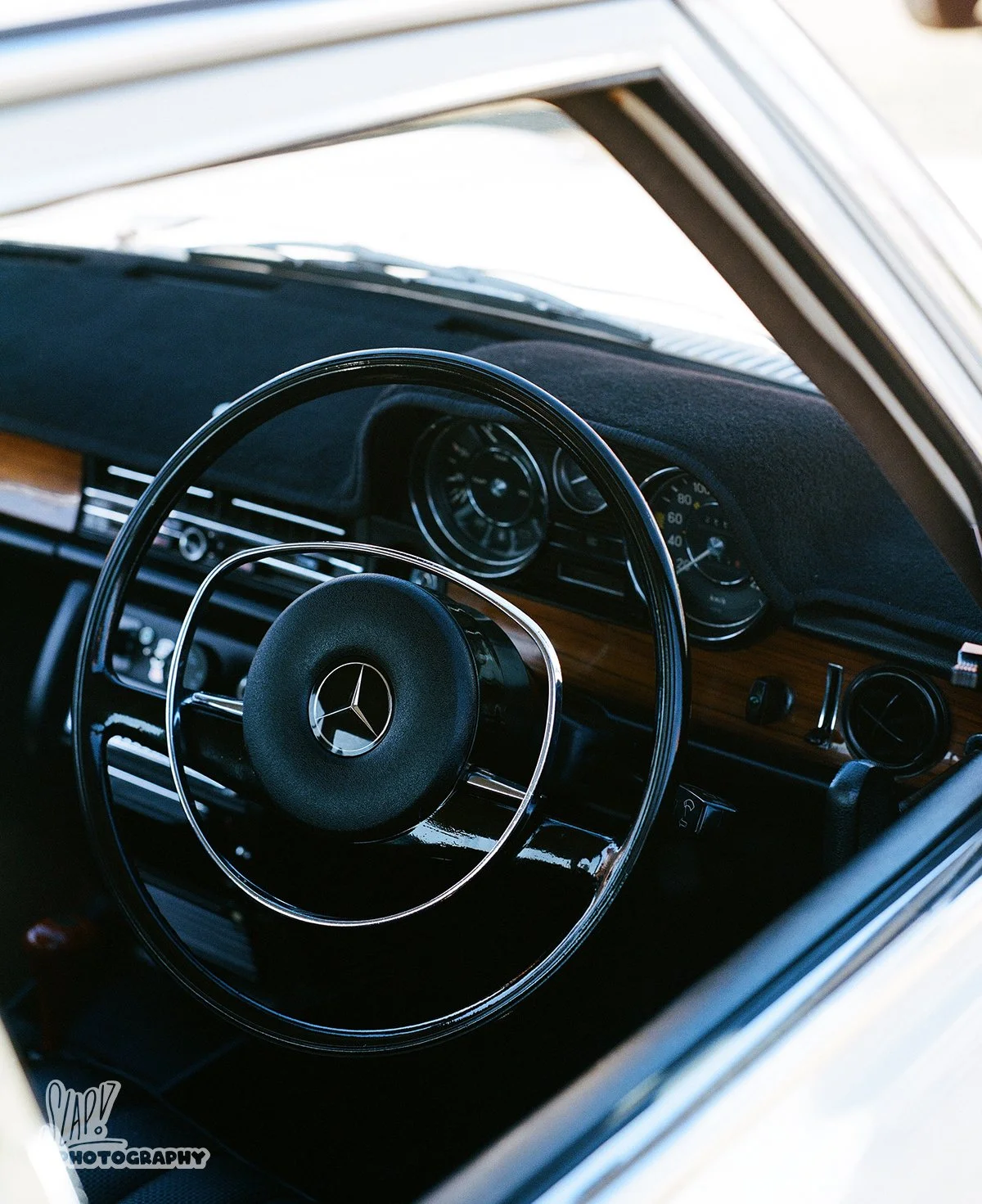 White Mercedes-Benz Dash with Steering Wheel