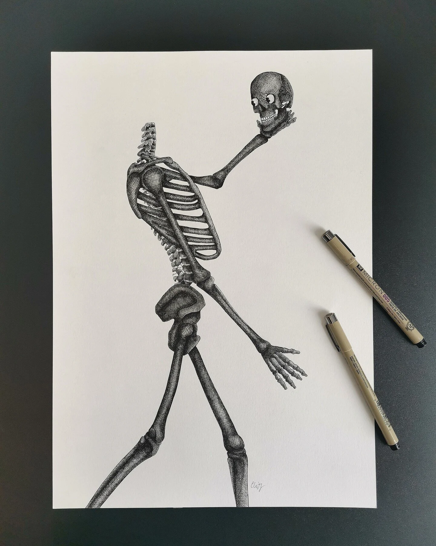 "Skeleton Hamlet"
Micron pen drawing.

#micronpen #inkdrawing #pendrawing #sketching #sketchdaily #skeleton #skeletondrawing