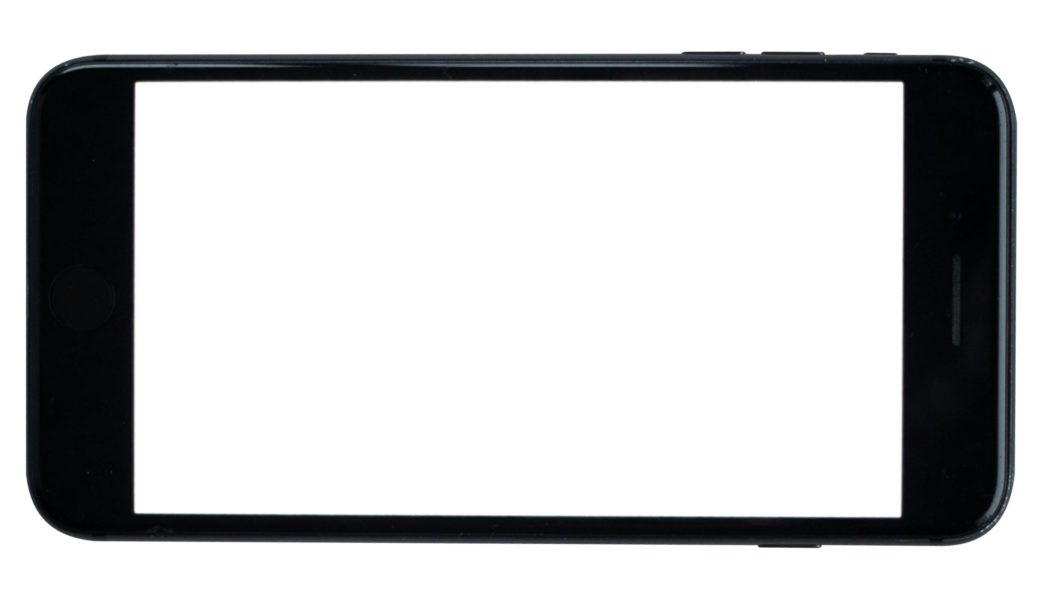 Close-up of a smartphone with a black frame and a white screen, partially visible on a black background.