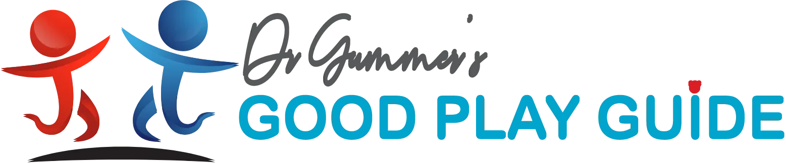 Logo with two stylized figures, one red and one blue, next to the text 'Good Play Guide' in blue.