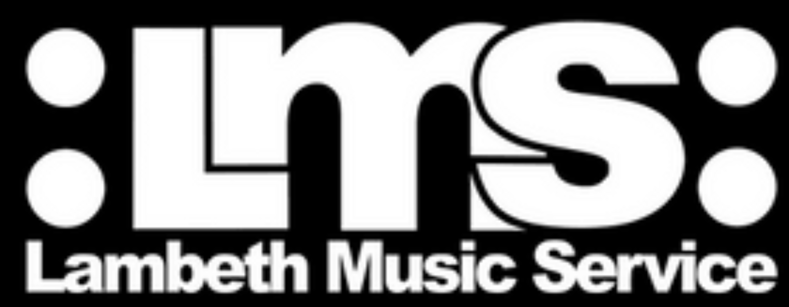 Logo for Lambeth Music Service with large stylized text 'LMS' and the words 'Lambeth Music Service' underneath.