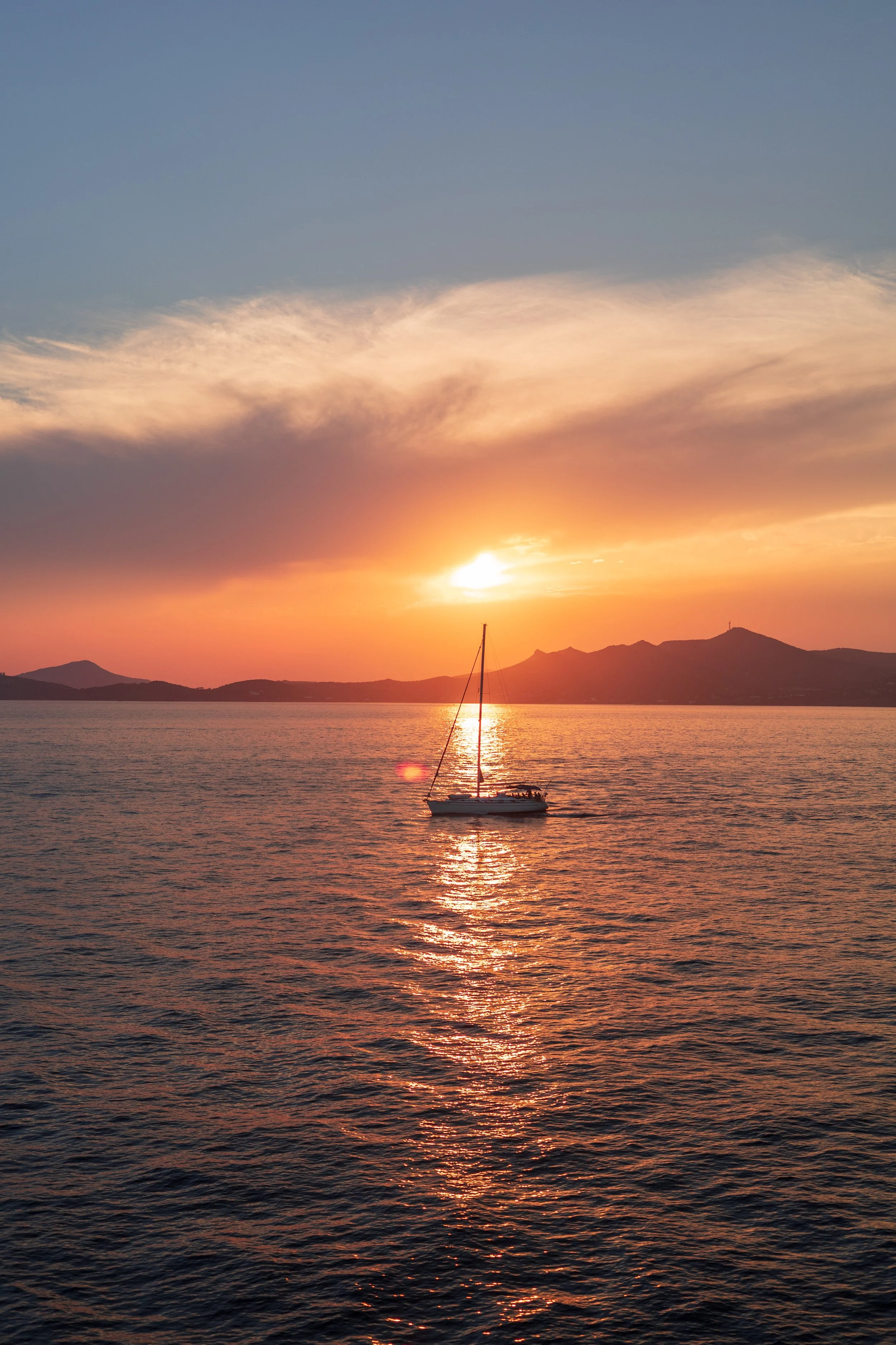 Sailing across the sunset.
Somewhere on the Aegean Sea.