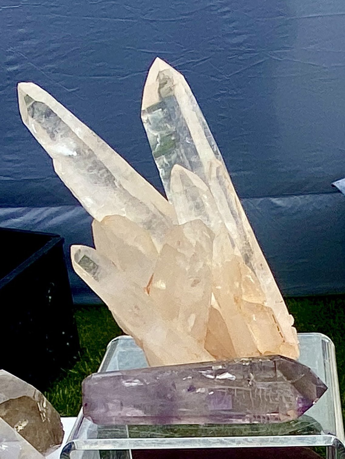 Quartz Pink Lemurian Cluster 2 Outdoors.jpg