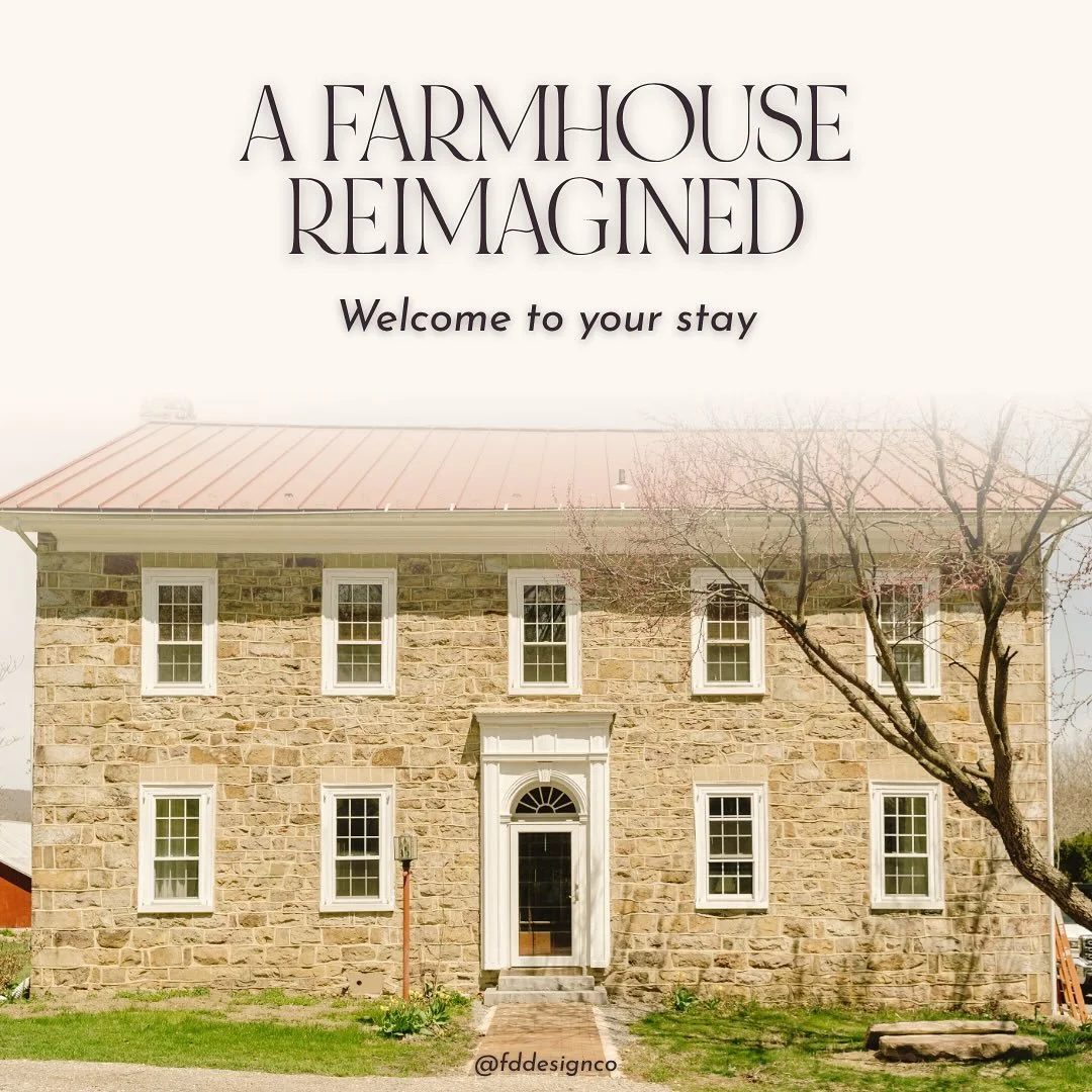 A farmhouse reimagined. 
 
Every corner of this farmhouse Airbnb was rethought to invite warmth- from serene bedrooms to a living room that invites you in to stay awhile. Our goal was to keep the rustic wood tones and the charm of an 1800s farmhouse 
