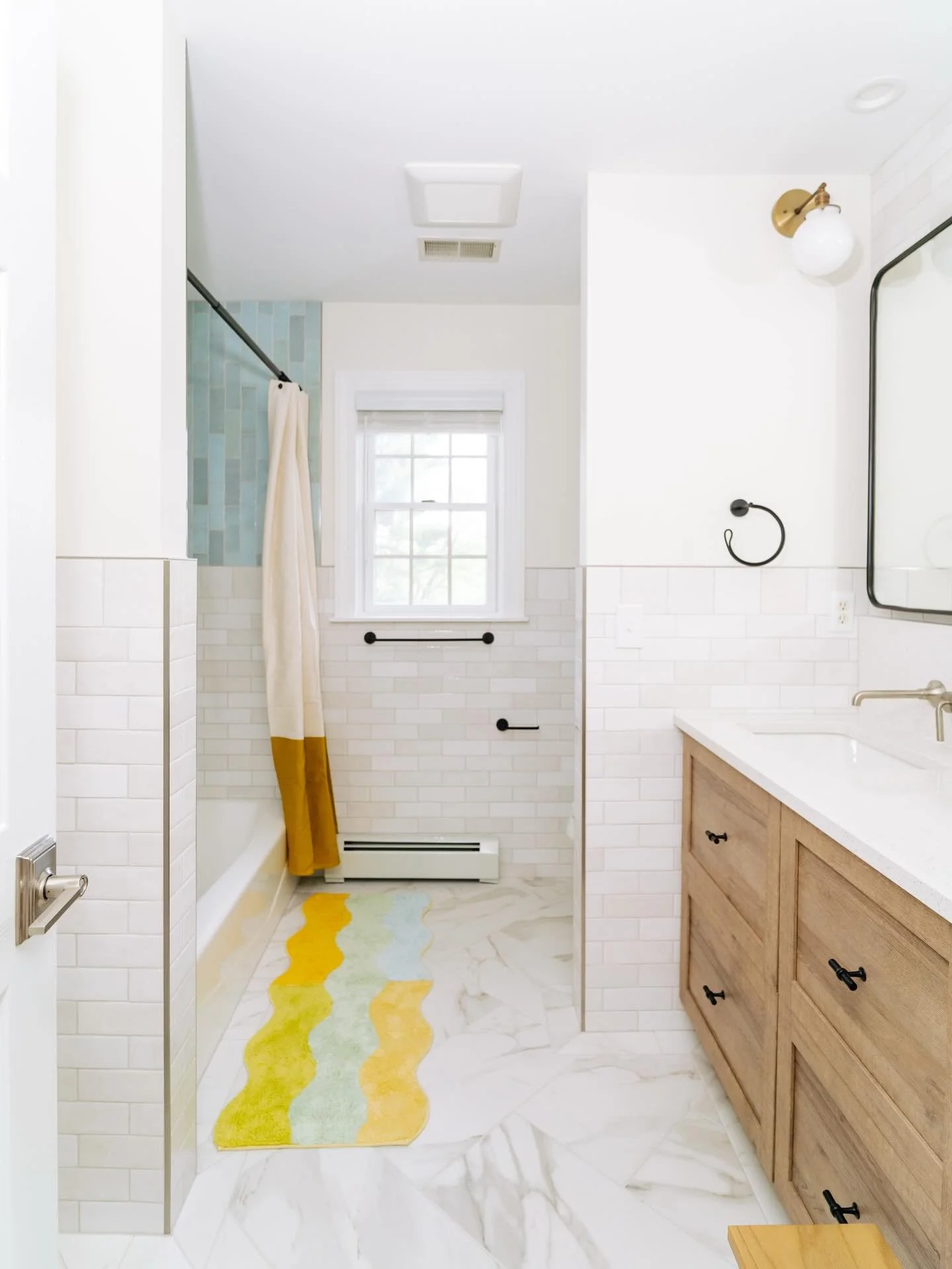 When a client comes to us and has just purchased their forever home and has a young family - so many memories flash through my head. Designing a hall bath to be shared by the kids always evokes emotion. From kiddos splashing in the tub together after