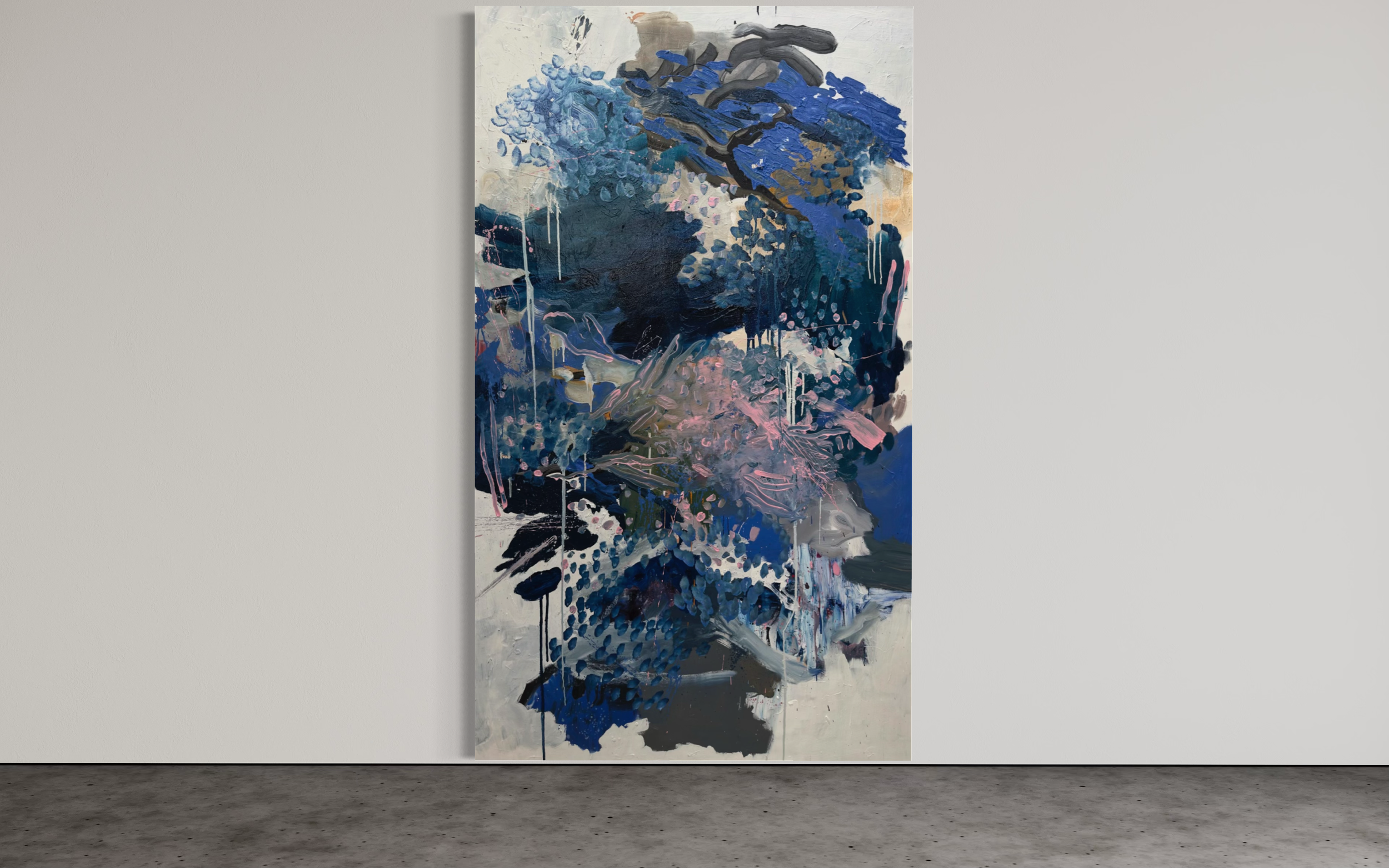 Large expressive abstract painting by Fontaine Scarelli, contemporary Chicago artist.