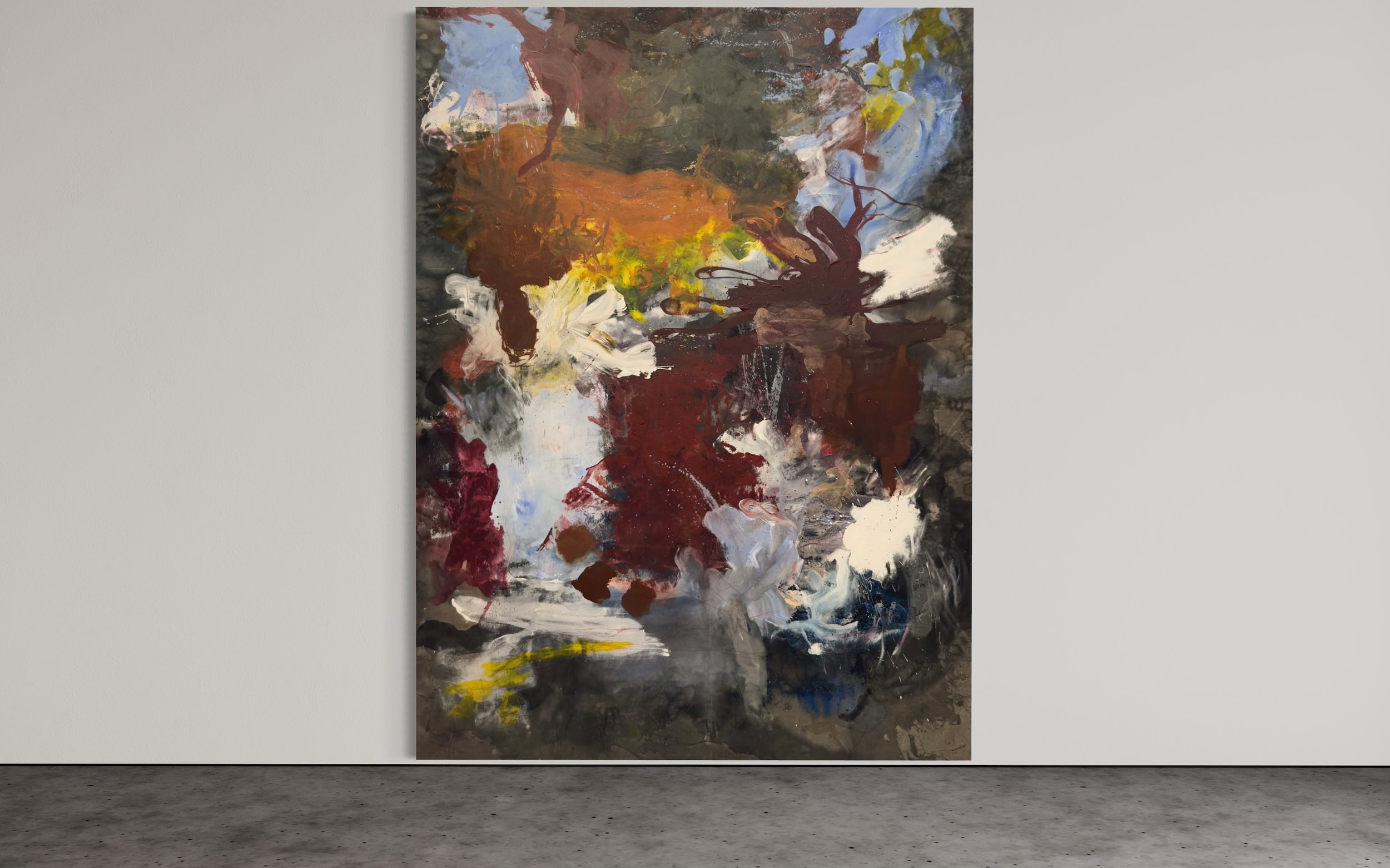 Dark large-scale abstract painting by Fontaine Scarelli, Chicago contemporary artist.