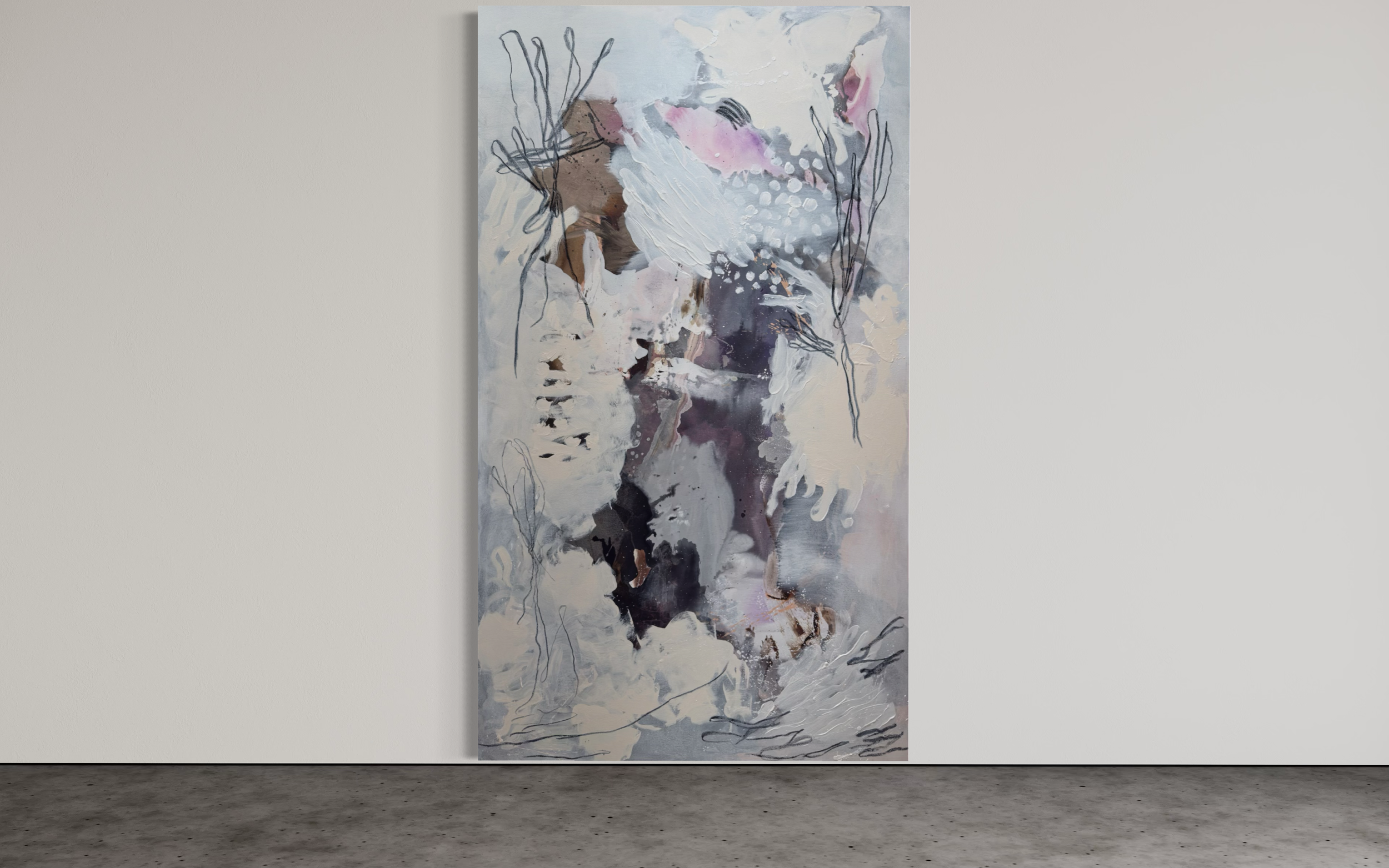 Large expressive abstract painting by Fontaine Scarelli, contemporary Chicago artist.