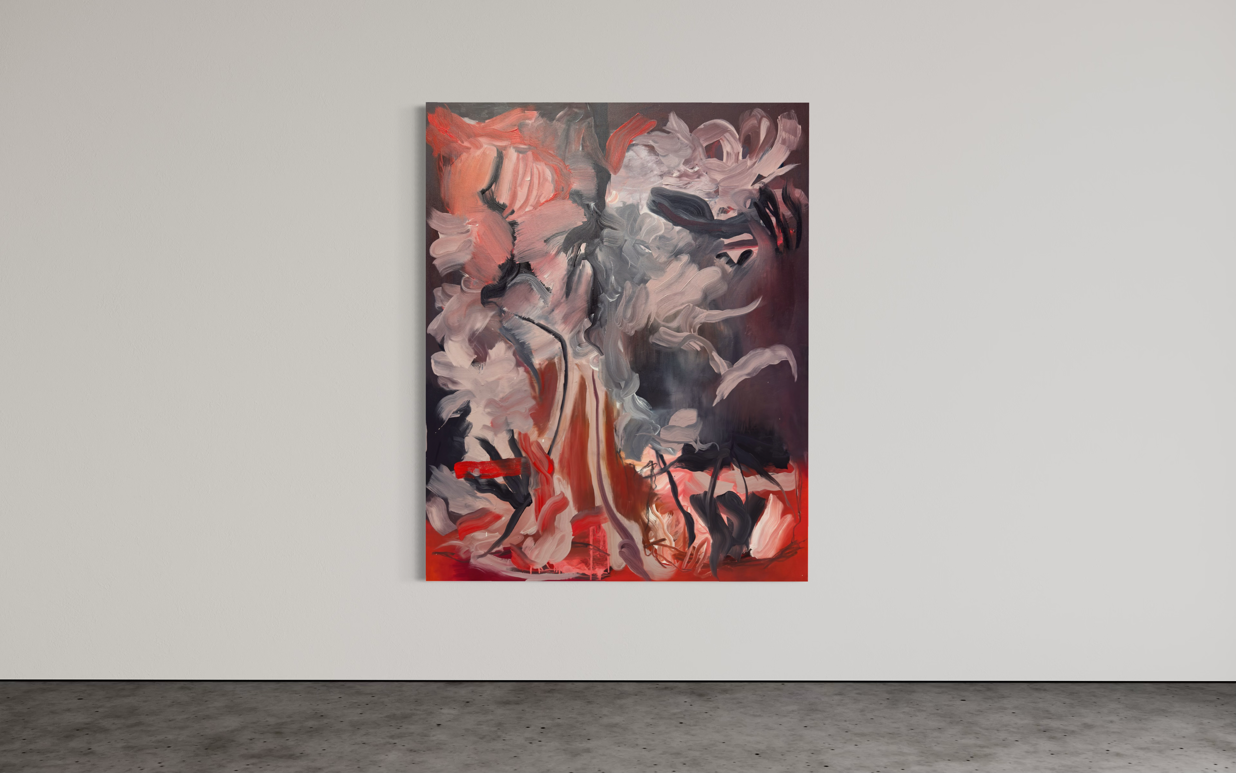 Dark large-scale abstract painting by Fontaine Scarelli, Chicago contemporary artist.