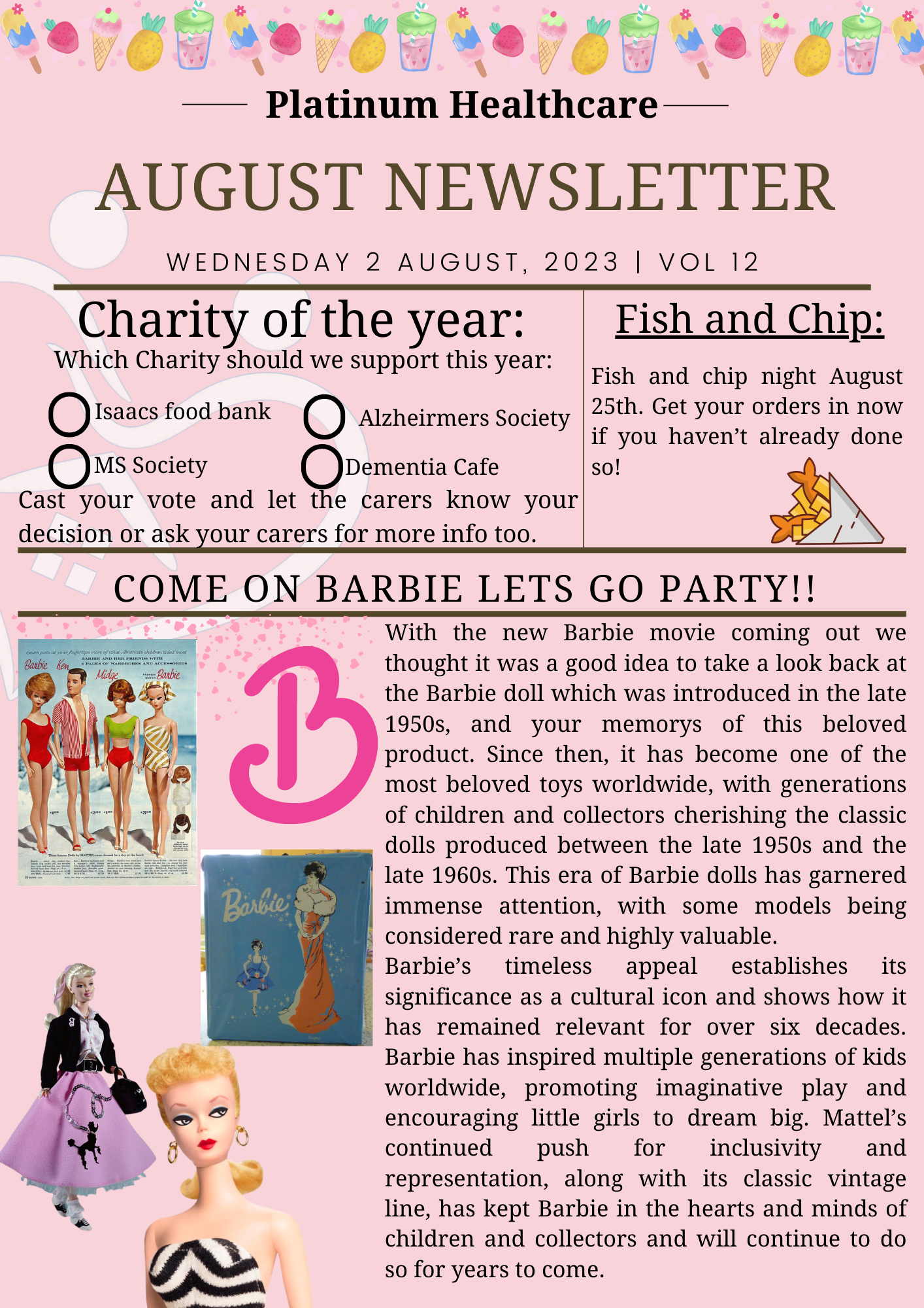 Our newsletter went pink for the 
Barbie movie!