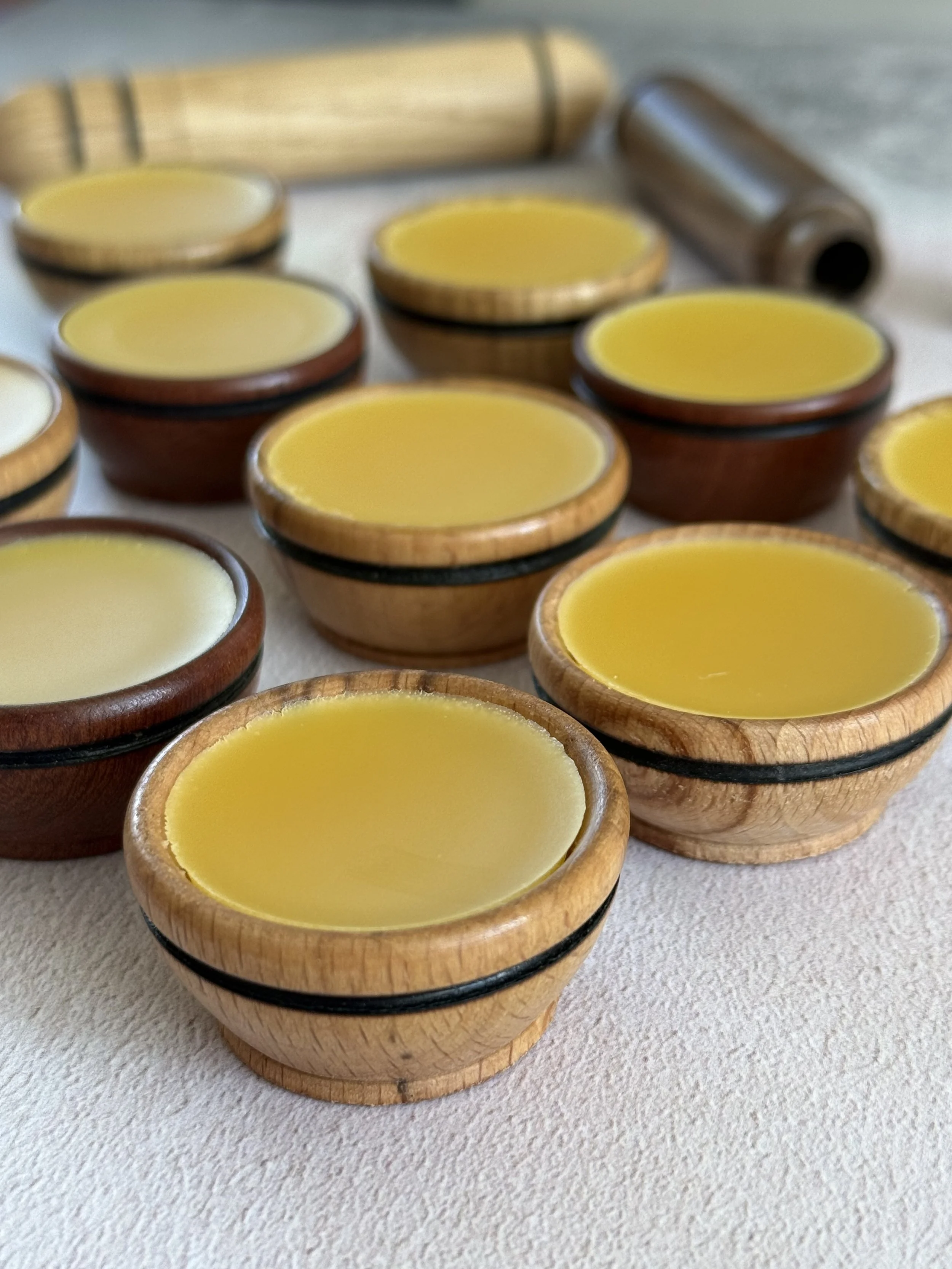 Hand Turned Wooden Bowl with Beeswax