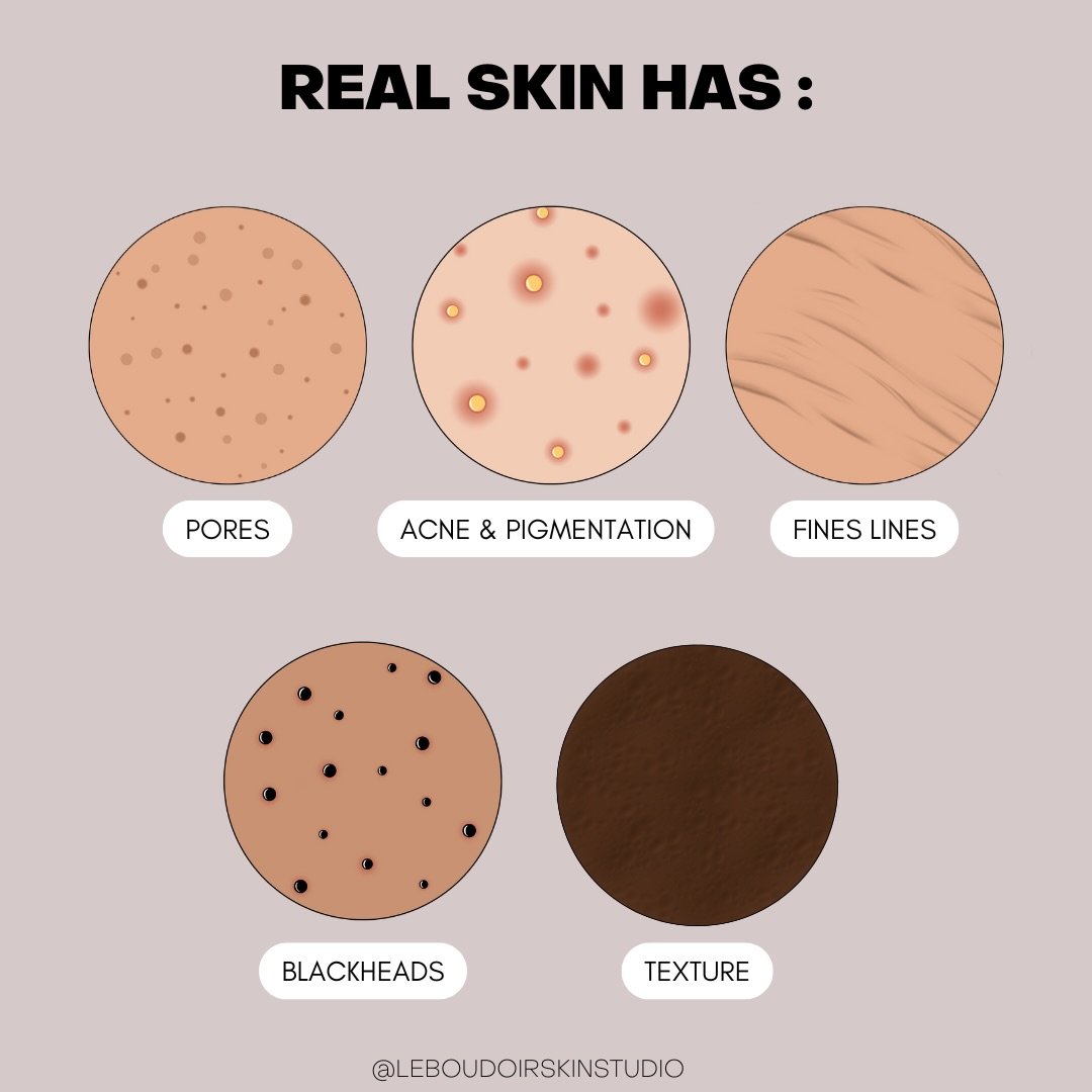 ➡️ Real skin has pores.
➡️ Real skin has texture.
➡️ Real skin has blackheads, breakouts, fine lines, pigmentation&hellip;
➡️ Real skin is alive.

🔎 What you see online is often filtered, blurred or perfected. But your skin is human, unique and beau