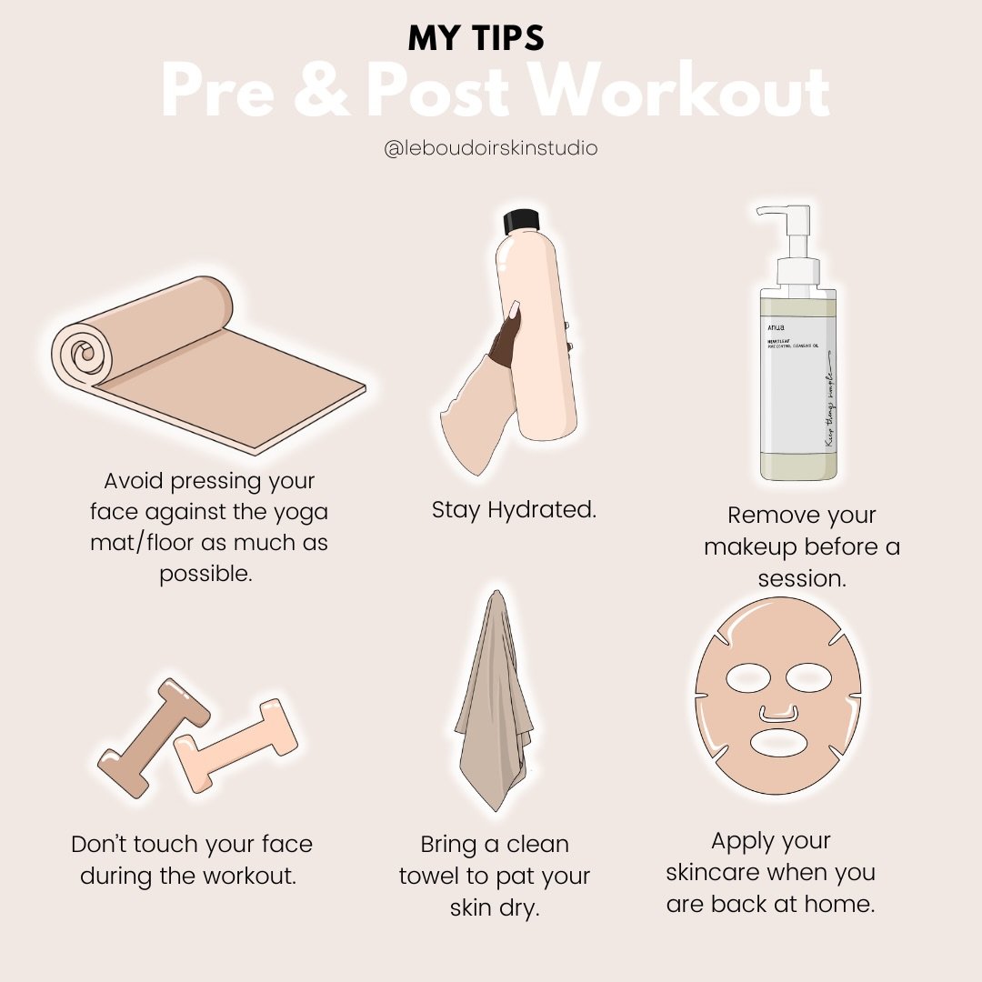 Your workout routine can support your skin just as much as your skincare routine. ✨ Sweat itself isn&rsquo;t the enemy but friction, bacteria,  makeup and dehydration can  trigger breakouts and irritation.

My favorite pre &amp; post workout skin tip