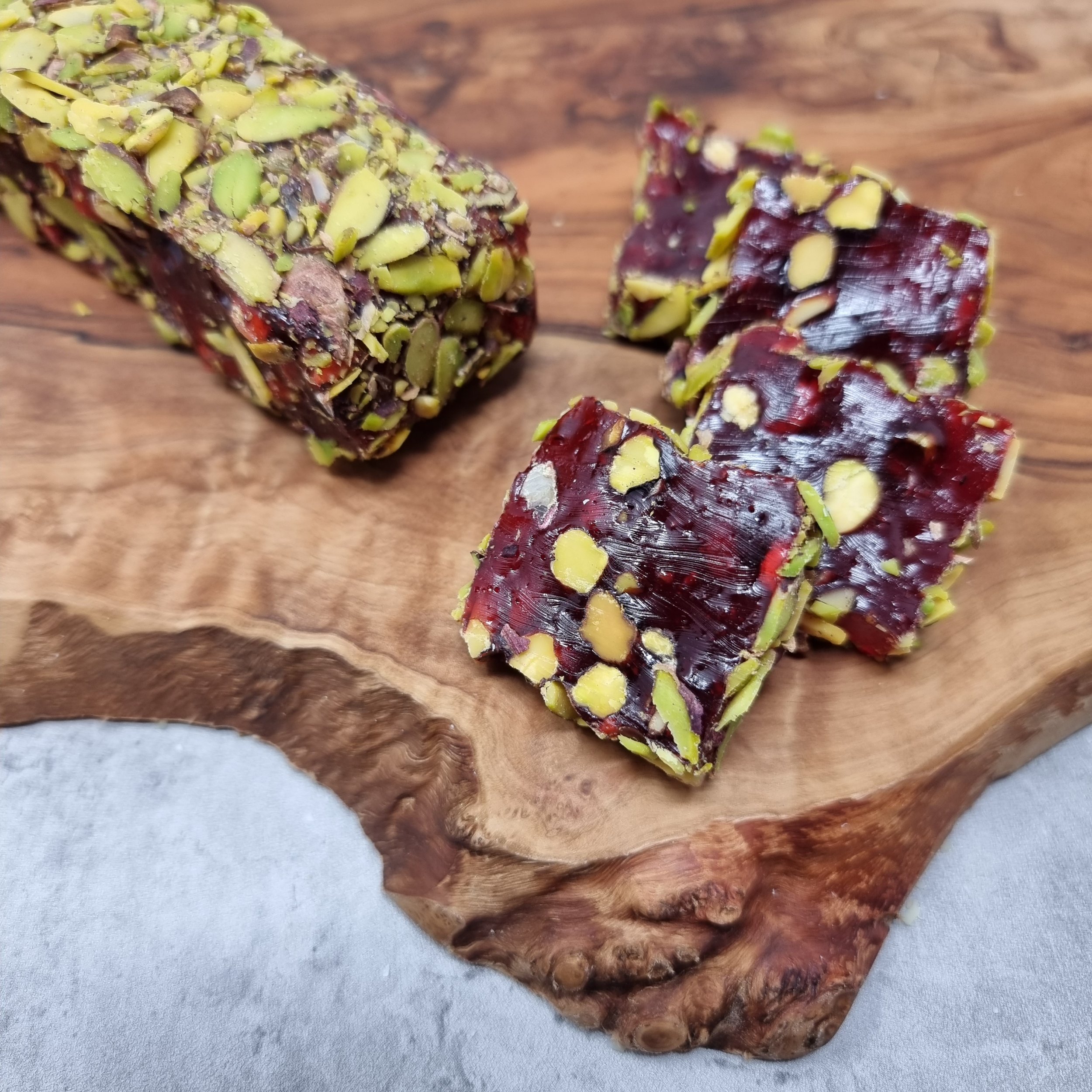 Turkish Delight Lokum with Pomegranate Flavour and Pistachios. UK's largest Online Shop for Turkish Delight. Customise your Box. Exciting Sales