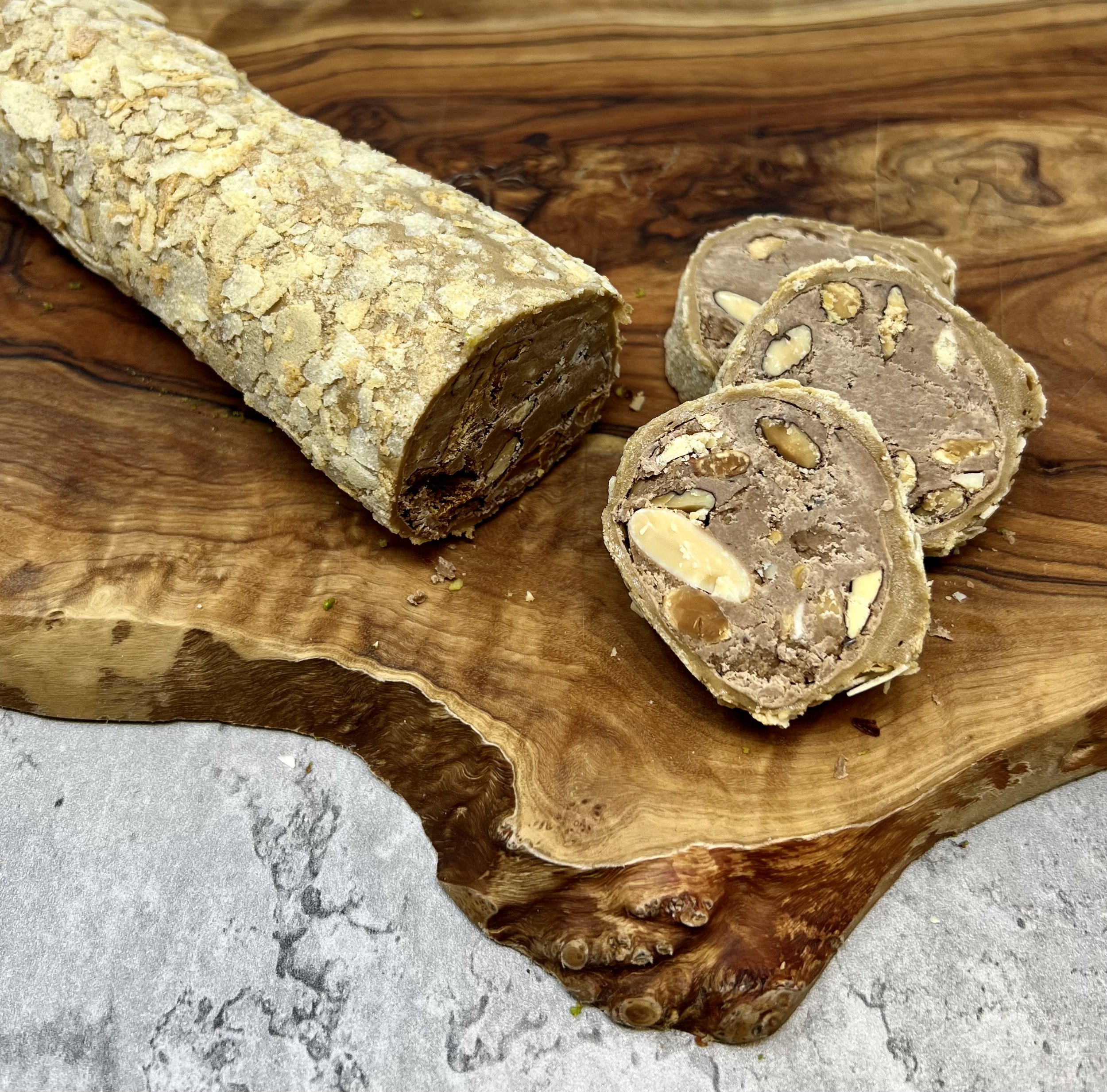Turkish Delight Lokum with Cappuccino Flavour, Hazelnut Cream and Almonds. UK's largest Online Shop for Turkish Delight. Customise your Box. Exciting Sales.