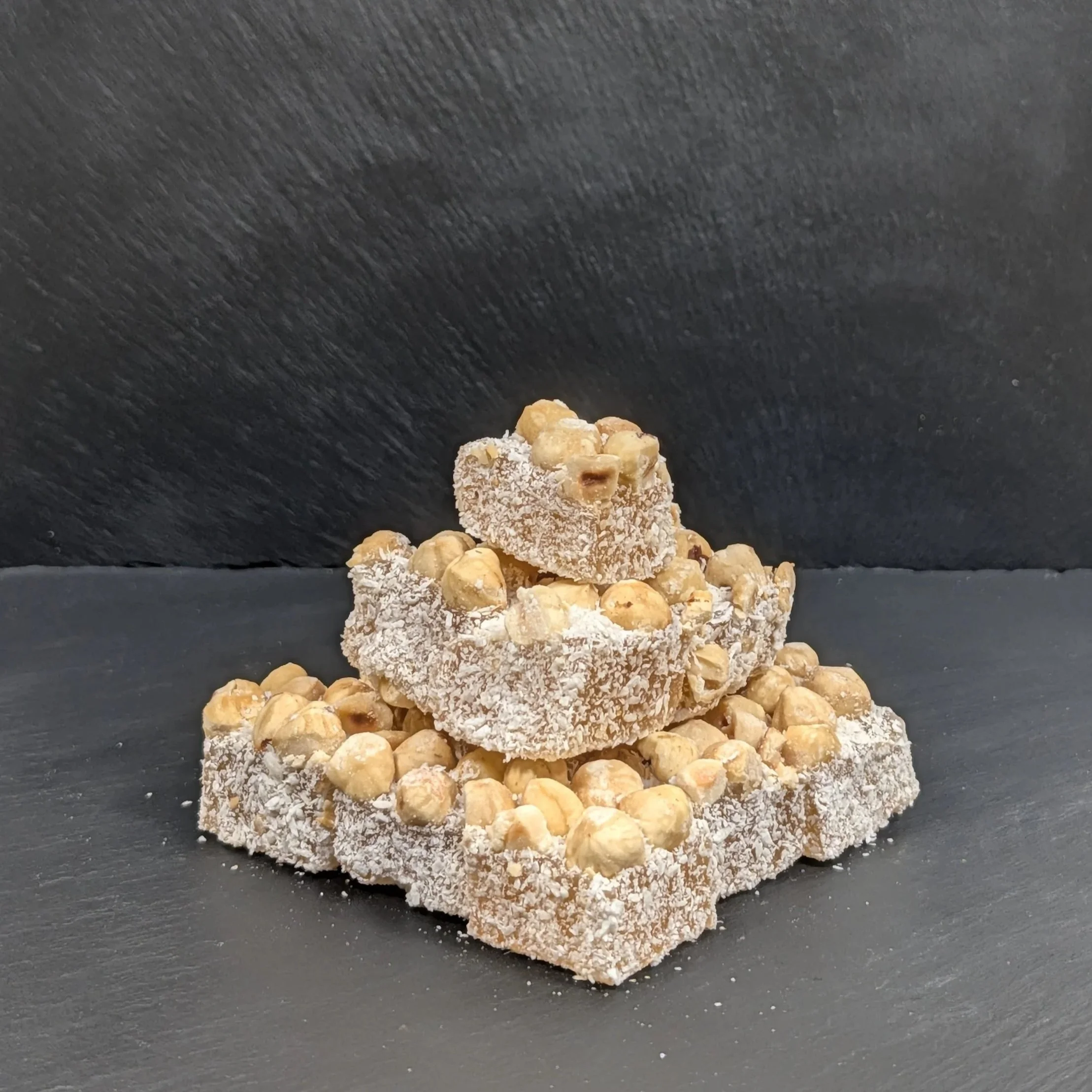 Turkish Delight Lokum Cubes with Hazelnuts and Desiccated Coconut