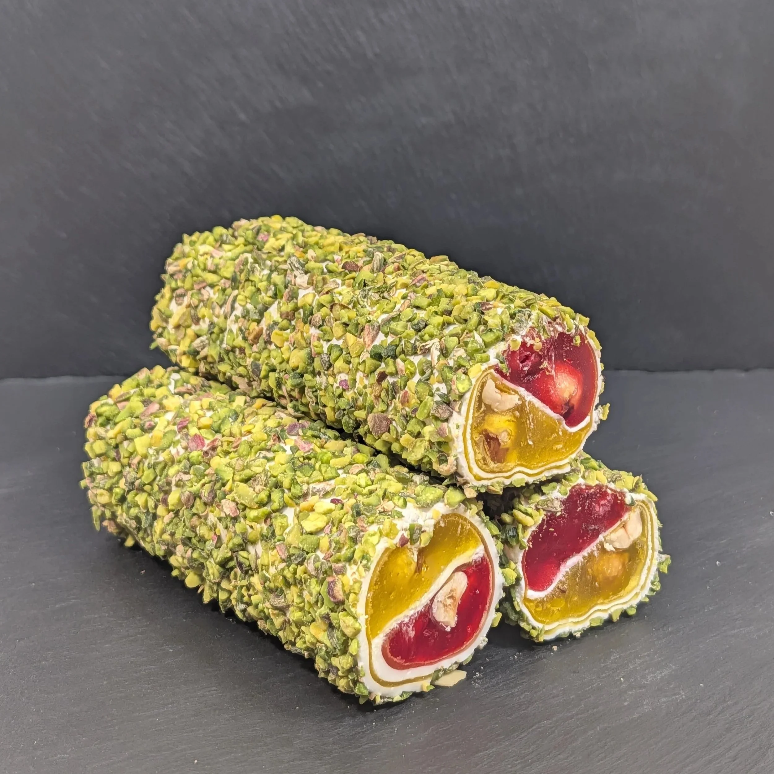 Turkish Delight with Lemon & Pomegranate Flavour and Hazelnuts & Pistachios