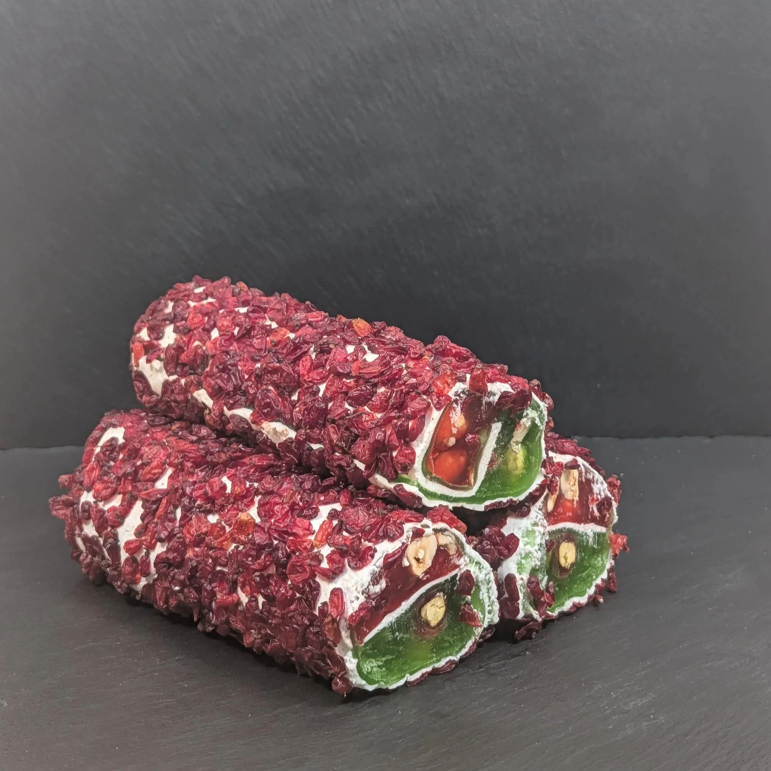 Turkish Delight Mellow with Kiwi & Pomegranate Flavour, Hazelnuts and Cranberries