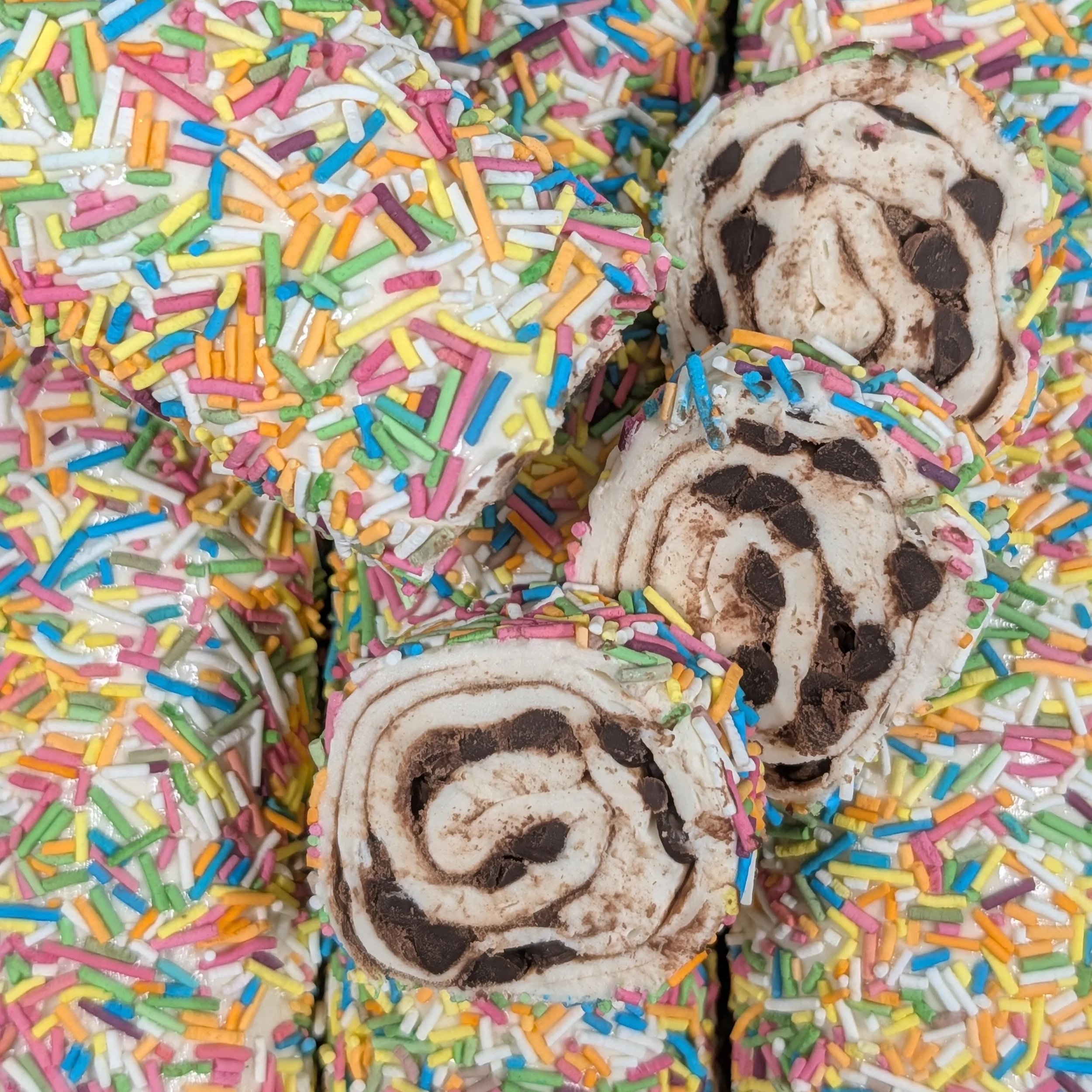 Capturing the playful chocolate marble effect and vibrant sprinkle Turkish Delight.